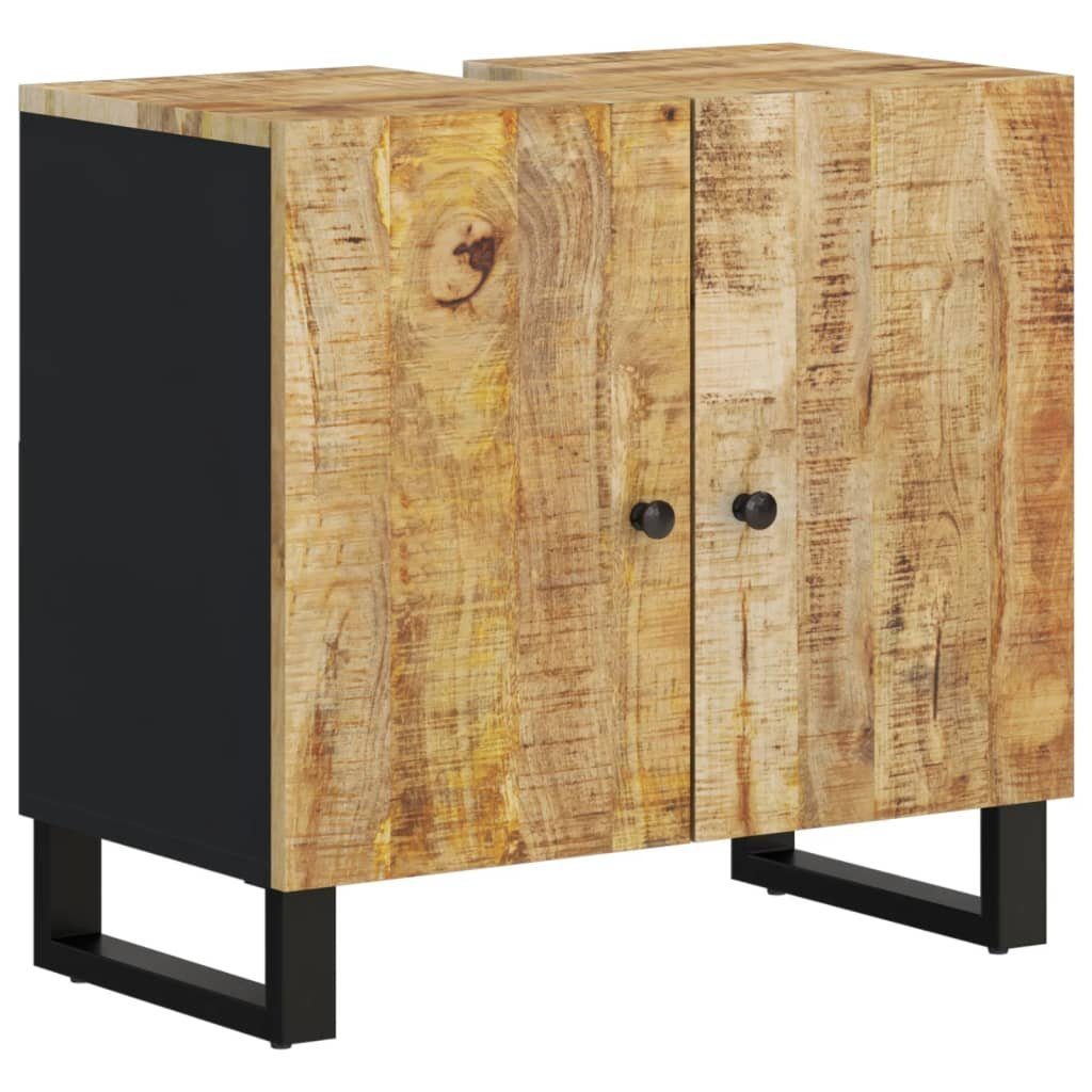 (1-St) Hellbraun vidaXL Massivholz und Waschbeckenunterschrank Badezimmer-Set Mango Holzwerkstoff,