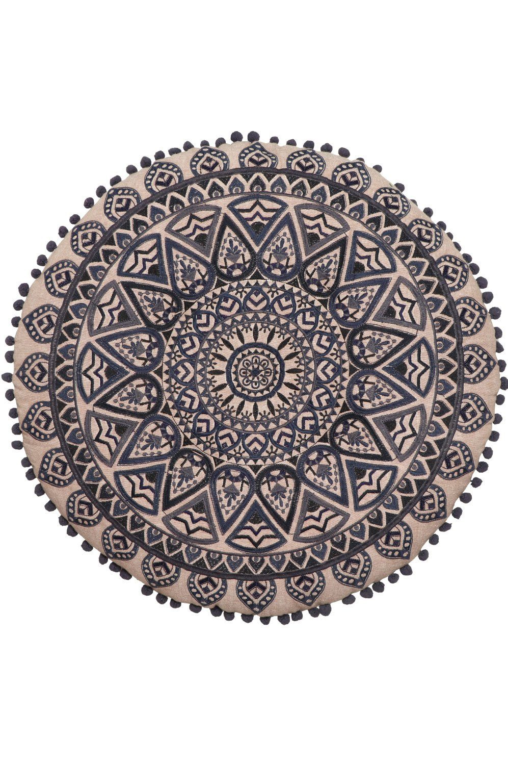 Marrakesch Orient & Mediterran Interior Bodenkissen Orientalisches Bodenkissen Aziza modern aus Baumwolle in Schwarz 55 cm, Handarbeit