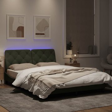 vidaXL Bett Bettgestell mit LED-Leuchten Hellgrau 120x200 cm Samt