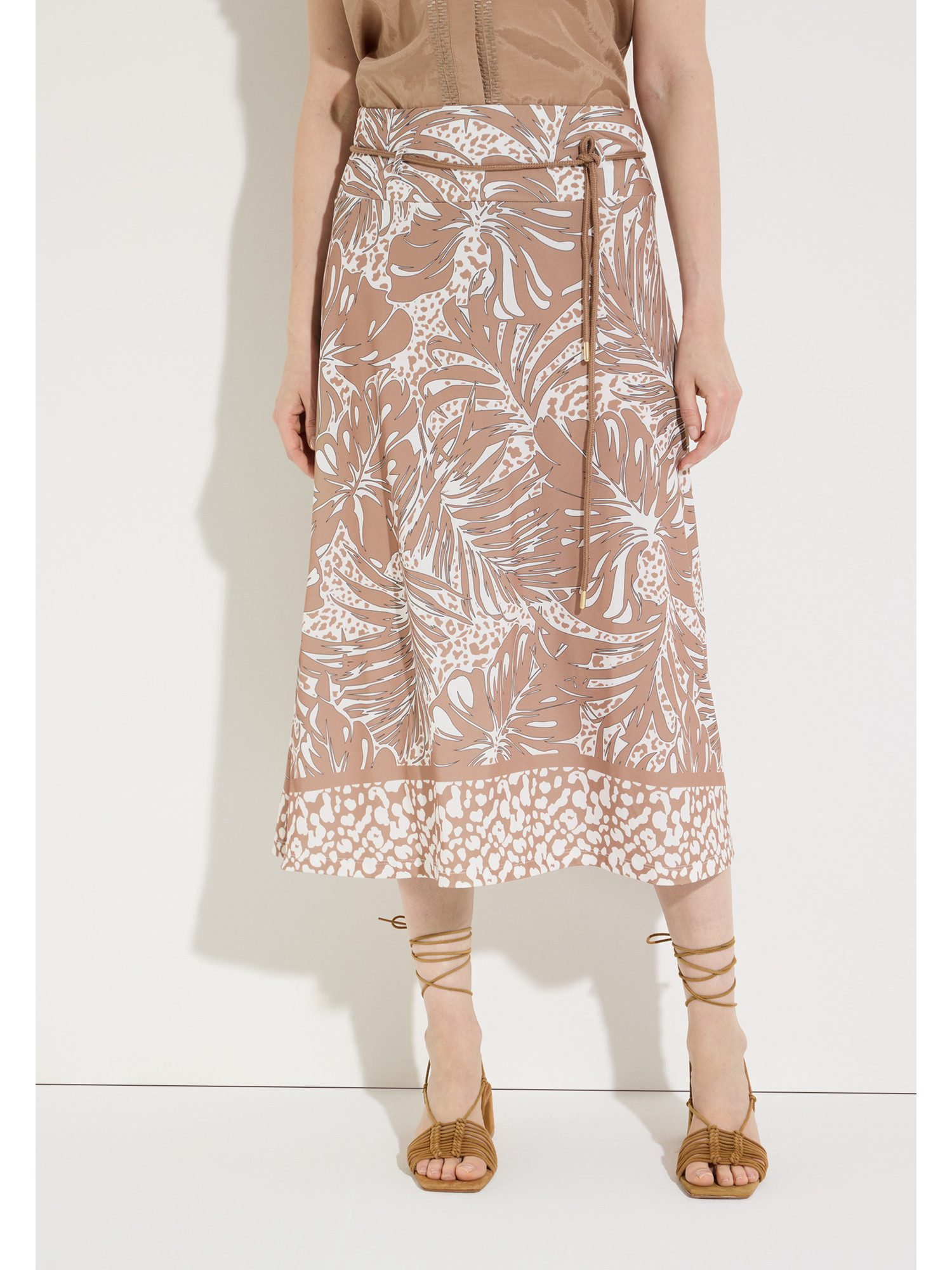 MORE&MORE Jerseyrock unkomplizierter Schlupfrock, Blätterprint