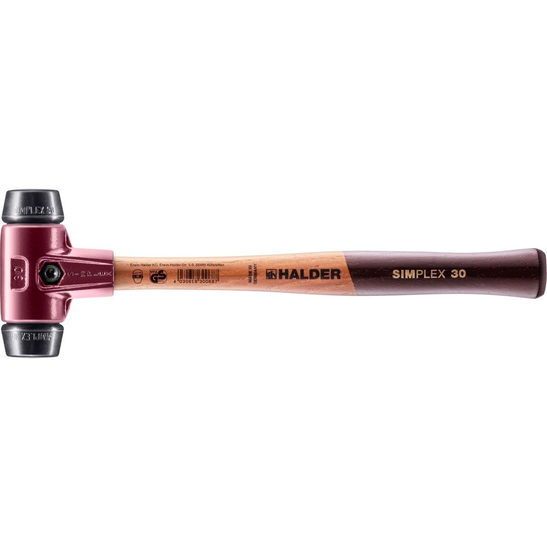 Gummihammer HALDER SIMPLEX Schonhammer Ø 30 mm Gummi schwarz mit Tempergussgehäuse