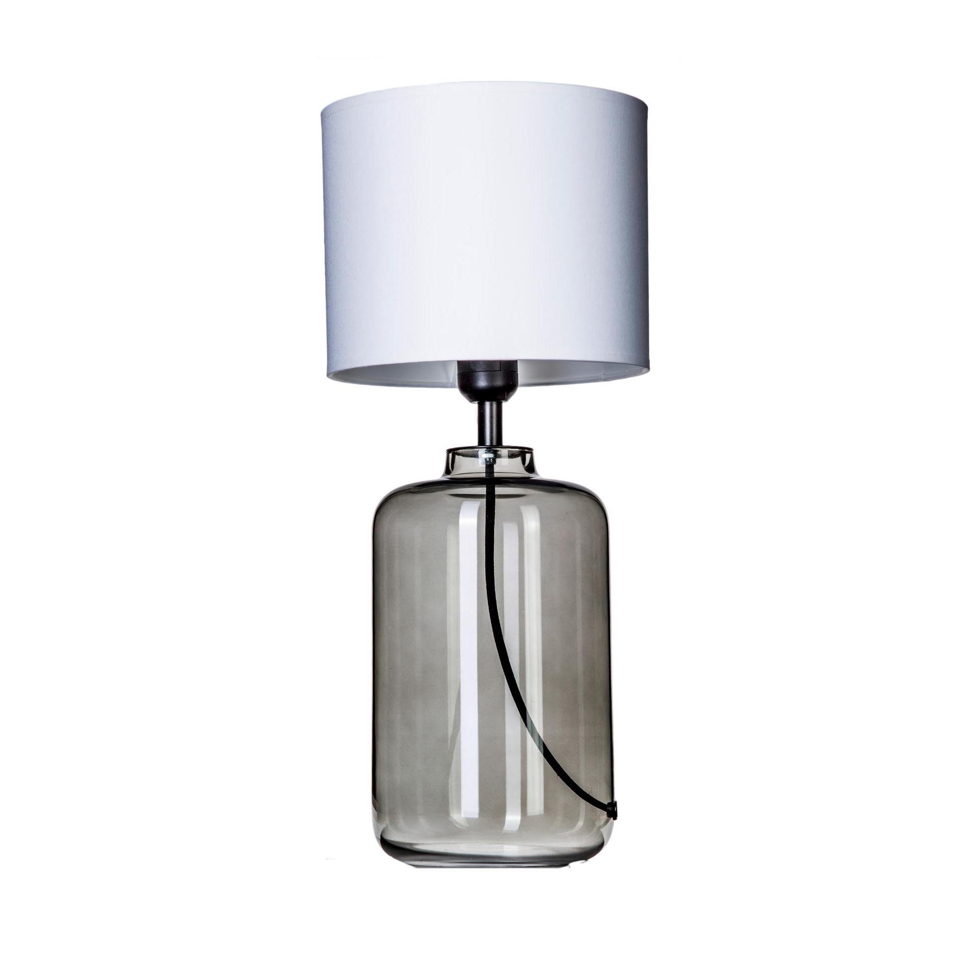 Signature Home Collection Tischleuchte Tischlampe Glas grau durchsichtig mit Lampenschirm weiß, ohne Leuchtmittel, warmweiß, Tischlame aus mundgeblasenem Glas durchscheinend anthrazith
