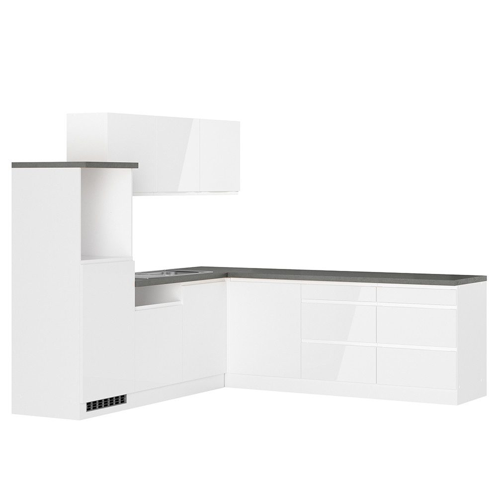Lomadox Küchenzeile MARSEILLE-03, Winkelküche 240/240cm, Hochglanz günstig online kaufen