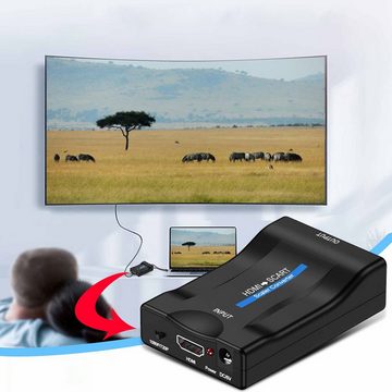 Retoo HDMI zu SCART Konverter Adapter Wandler AV Converter 1080P HD TV Adapter, 100 cm, Länge des Netzkabels: 1 m, ABS, Geräteabmessungen: 90 x 60 x 25 mm