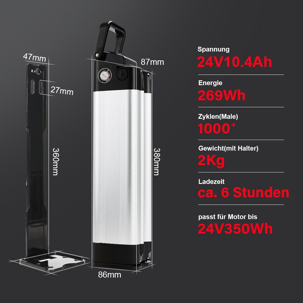 YOSE POWER E bike Akku 24V(25,9V) 10,4Ah ohne Ladegerät, für Prophete E-Bike Akku (24 V) – Bild 4 von 5