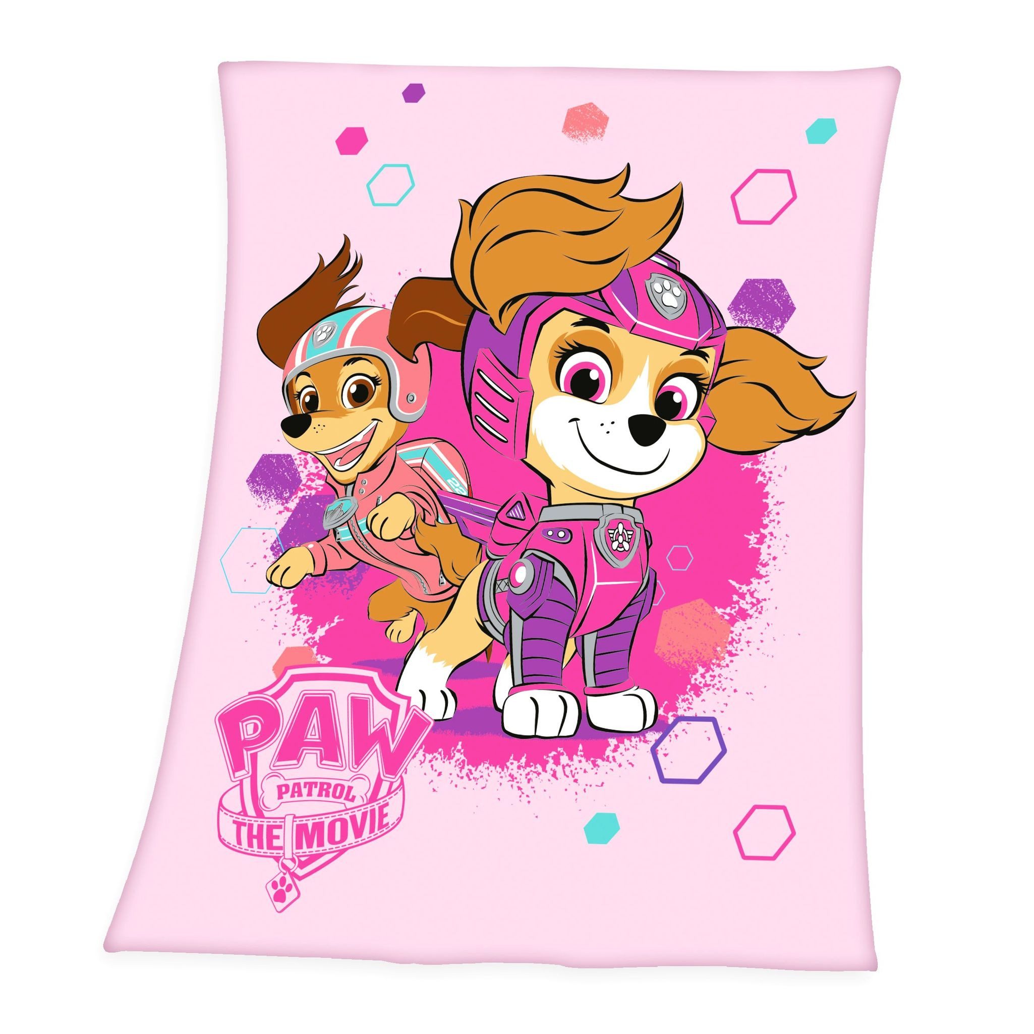 Kinderdecke 130x170cm Paw Patrol The Movie hochwertig bedruckt, Herding, Bequeme Fleecedecke mit tollem Paw Patrol-Motiv