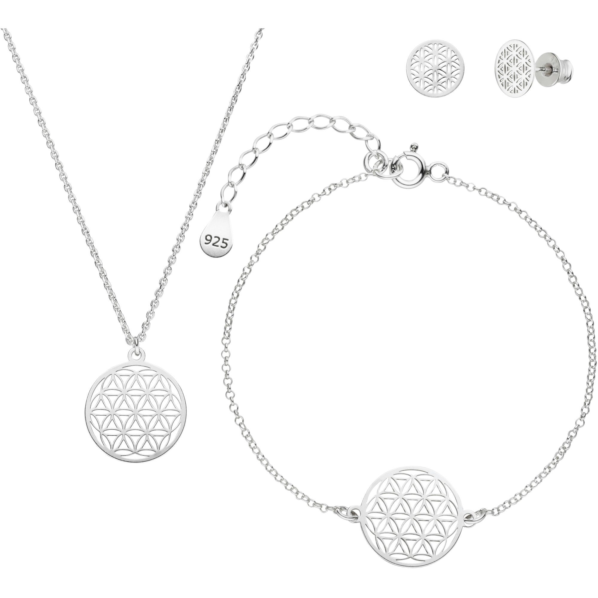 SCHOSCHON Schmuckset Blume des Lebens Schmuckset Halskette Ohrstecker Armba günstig online kaufen