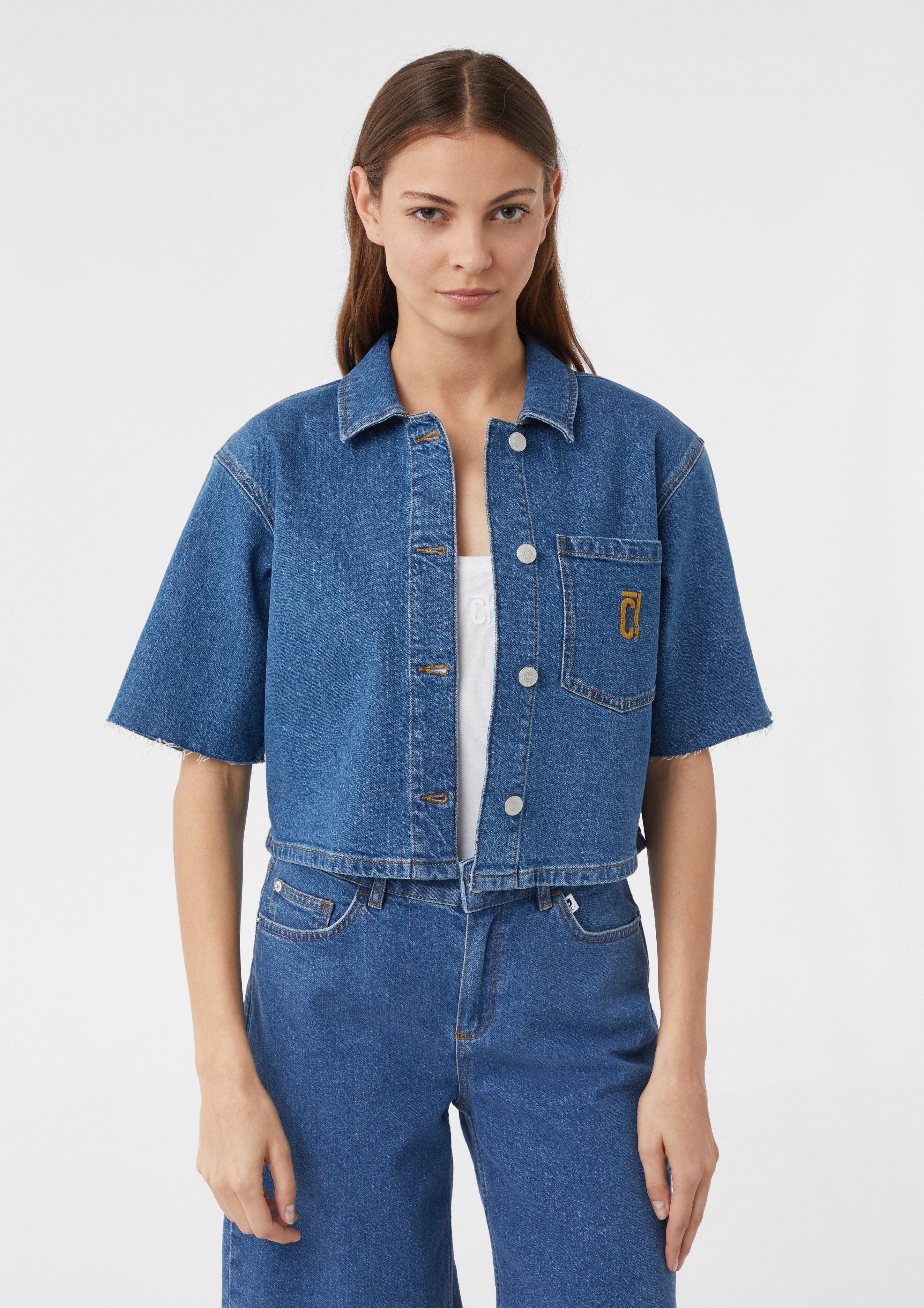 Kurzarmbluse Kurzes Denim-Hemd im Boxy Fit
