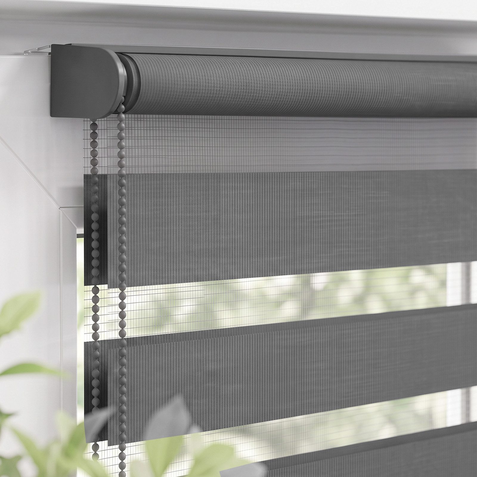 Doppelrollo Duo Rollo Klemmfix ohne Bohren freihängend Lichtschutz für Fenster, Salcar, Grau 40x130cm, Klemmträger blickdicht Jalousie Seitenzugrollo für Tür