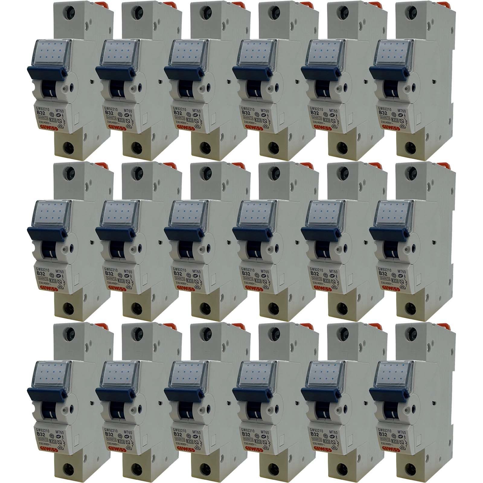 BURI Sicherungsgerät 18x Gewiss GW92208 B20 GW92210 B32 Sicherungsautomat Leistungsschutz