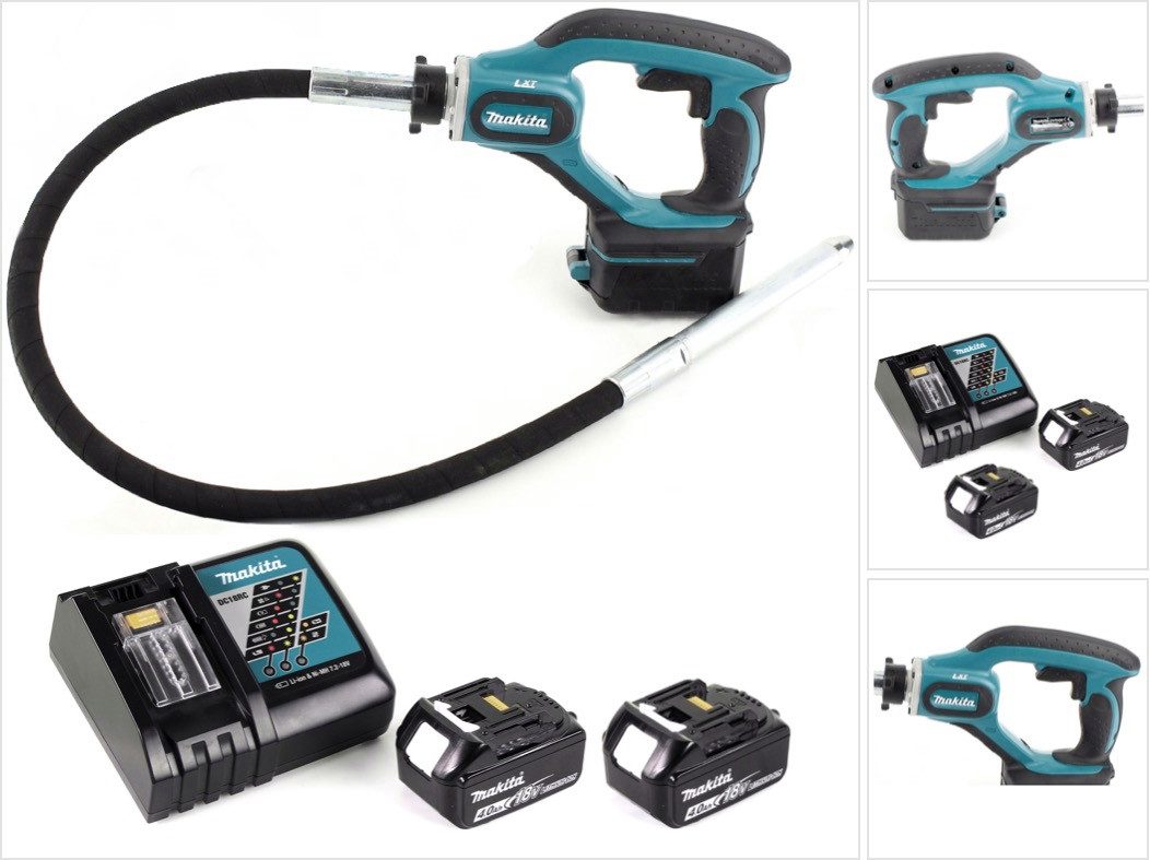 Makita Betonmischer DVR 450 RM Akku Betonverdichter 18V + 2x Akku 4,0Ah + Ladegerät