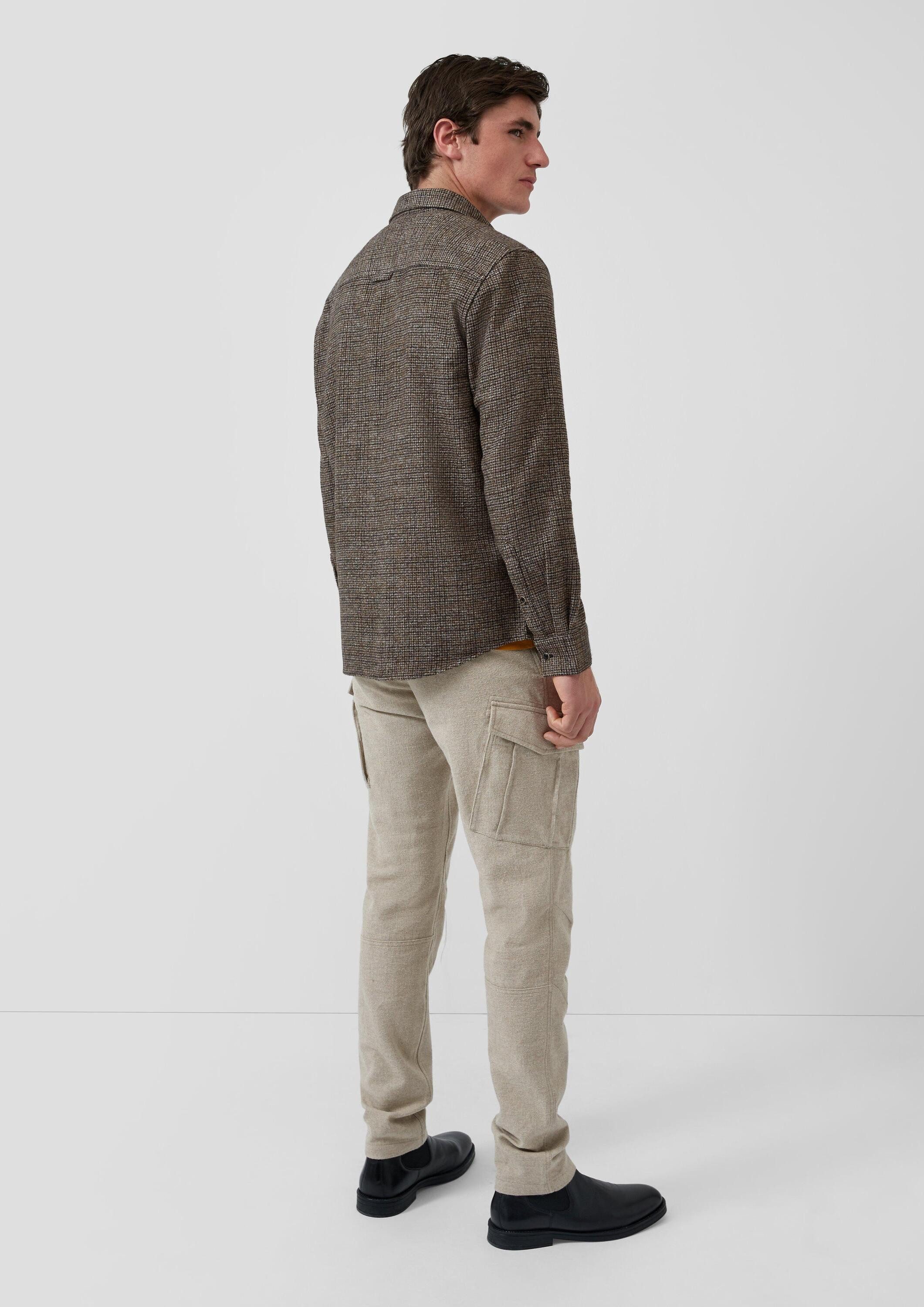 s.Oliver Langarmhemd Hemd Regular Fit: Flanellhemd mit Button-Down-Kragen
