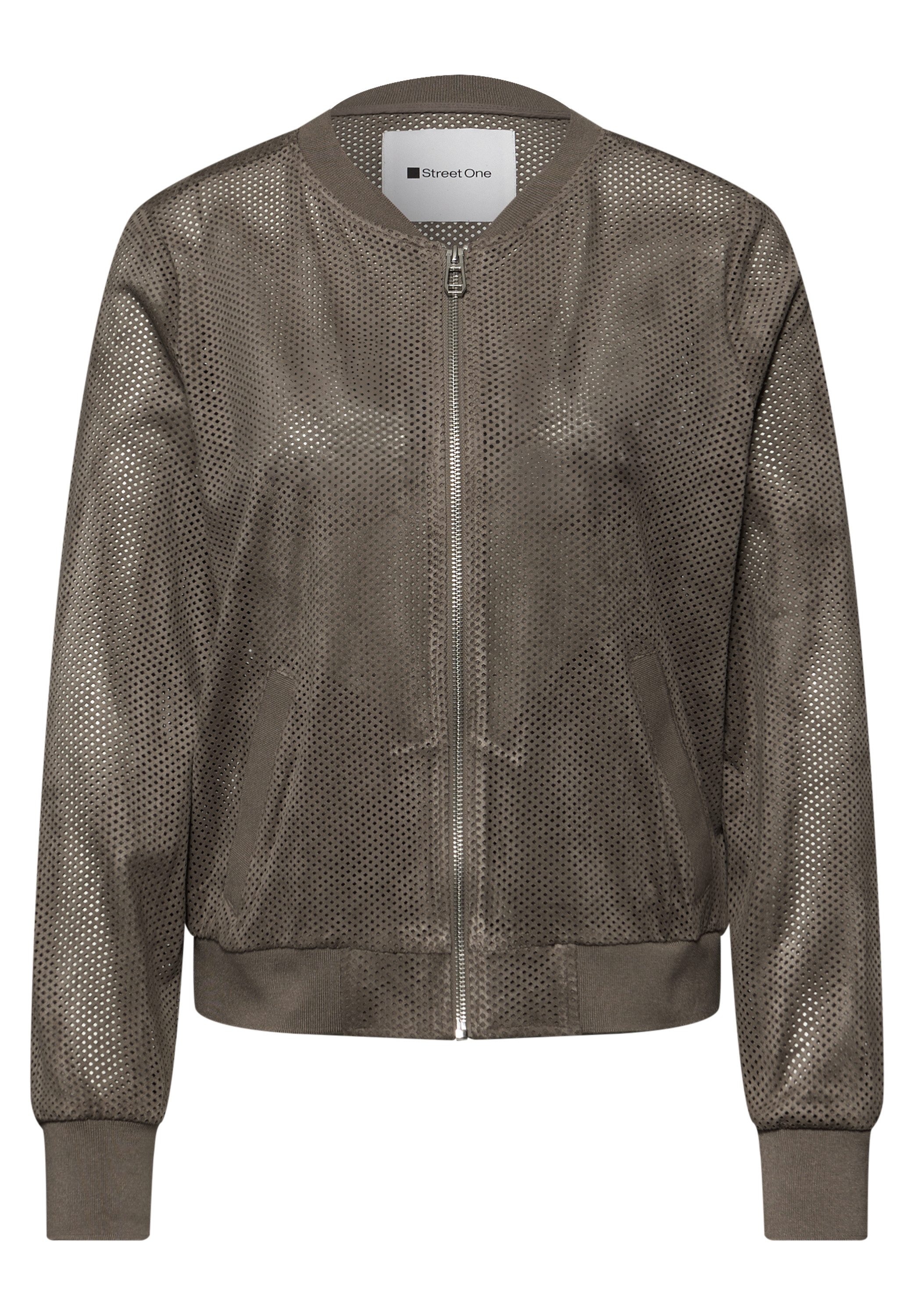 STREET ONE Jackenblazer Blouson aus Velours Mesh mit Zipper