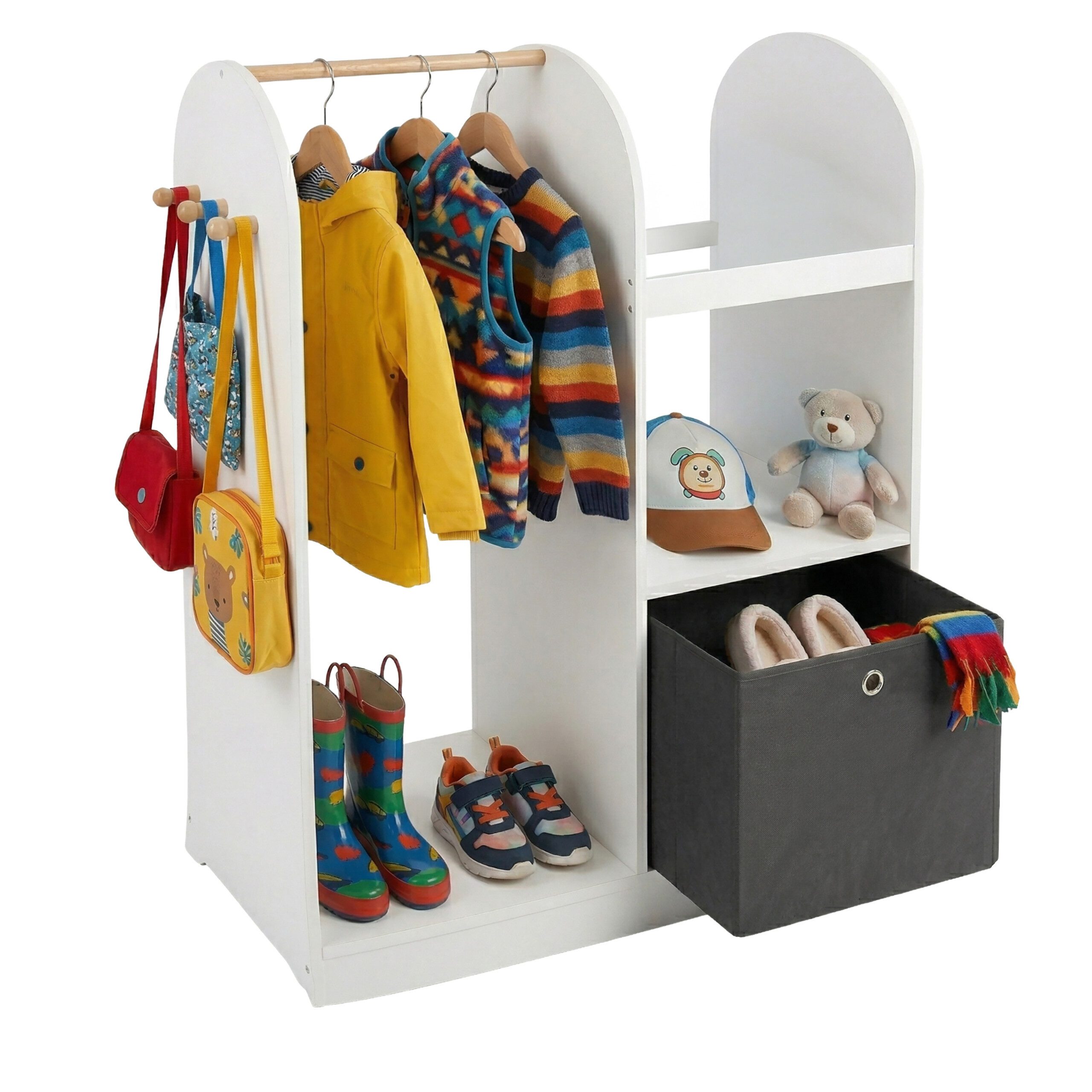 relaxdays Kinderkleiderschrank Kindergarderobe mit Stoffbox
