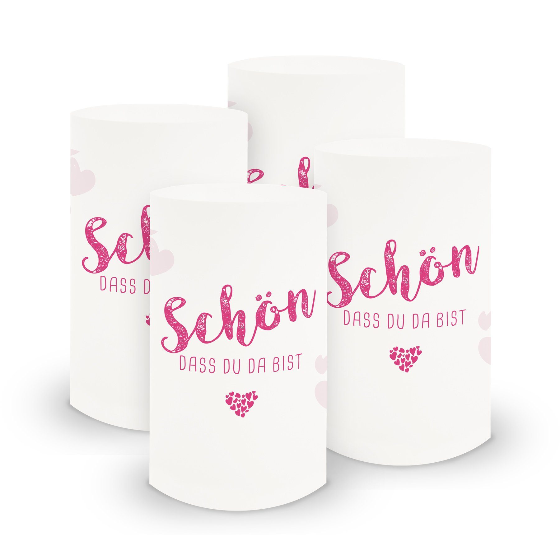 Windlicht itenga 6x Windlicht Schön dass du da bist fuchsia 10cm