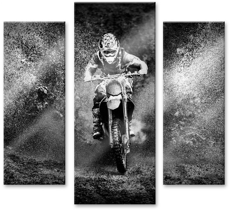 Wall-Art Mehrteilige Bilder Motor Cross Bike (3-teilig), (Set, 3 St)