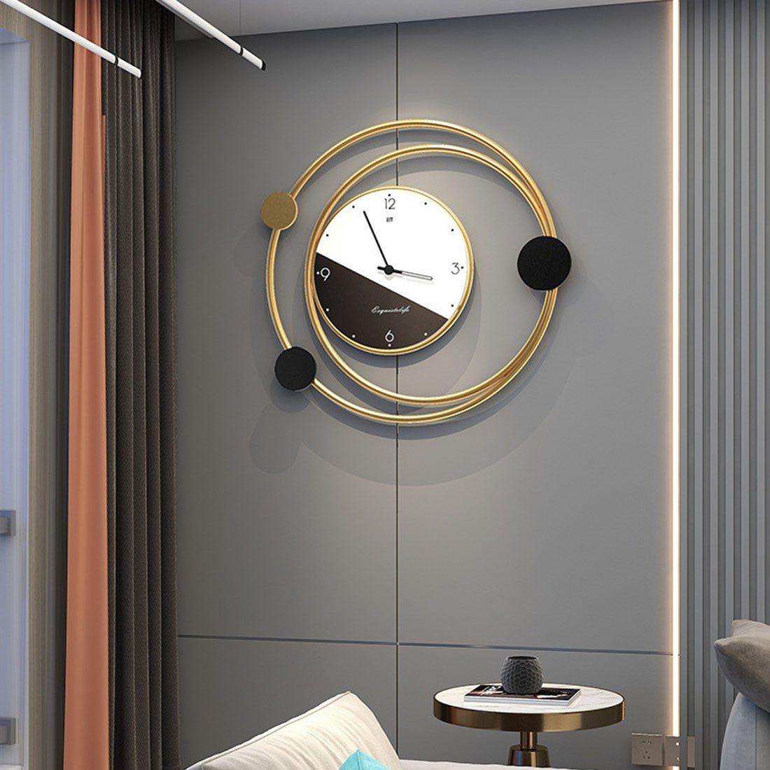 Moderne Wanduhr, stille Eingangs-Wanduhr, einfache Uhr dekorative DÖRÖY Wanduhr 51cm