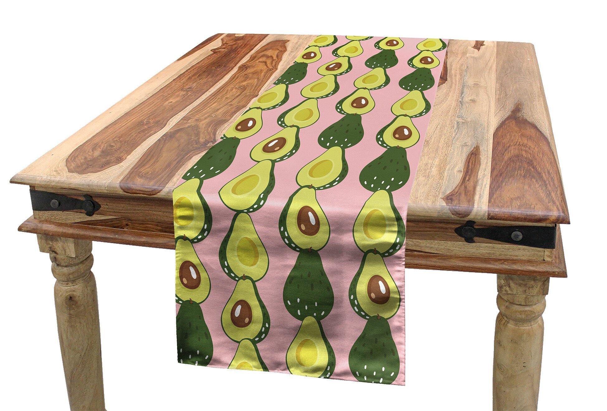 Esszimmer Tischläufer, Dekorativer Rechteckiger Küche Tischläufer Avocado Halbieren Frucht-Muster Abakuhaus Tropic