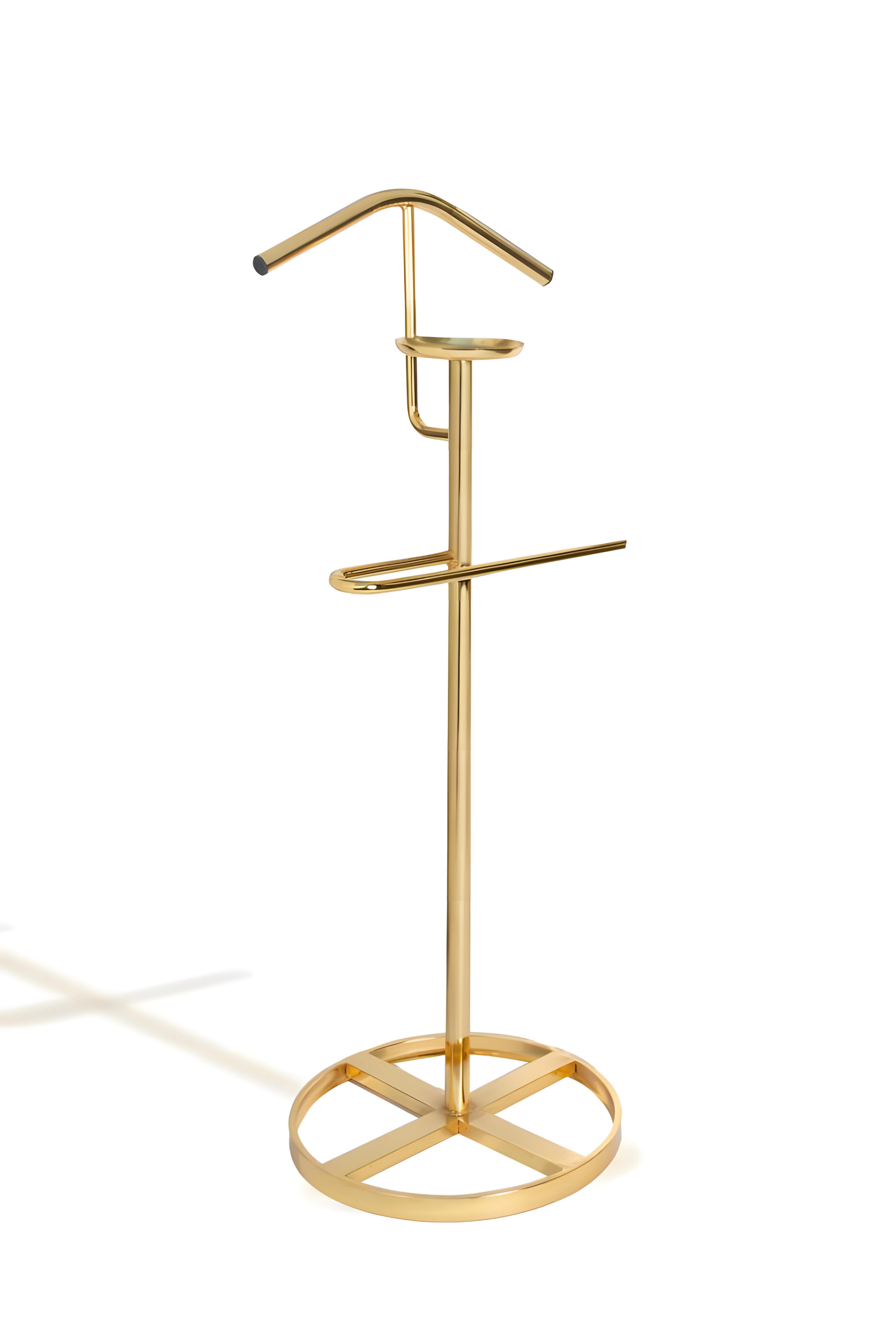 Xlmoebel Garderobe Eleganter Kleiderständer Gold mit rundem Sockel, Made in Europa