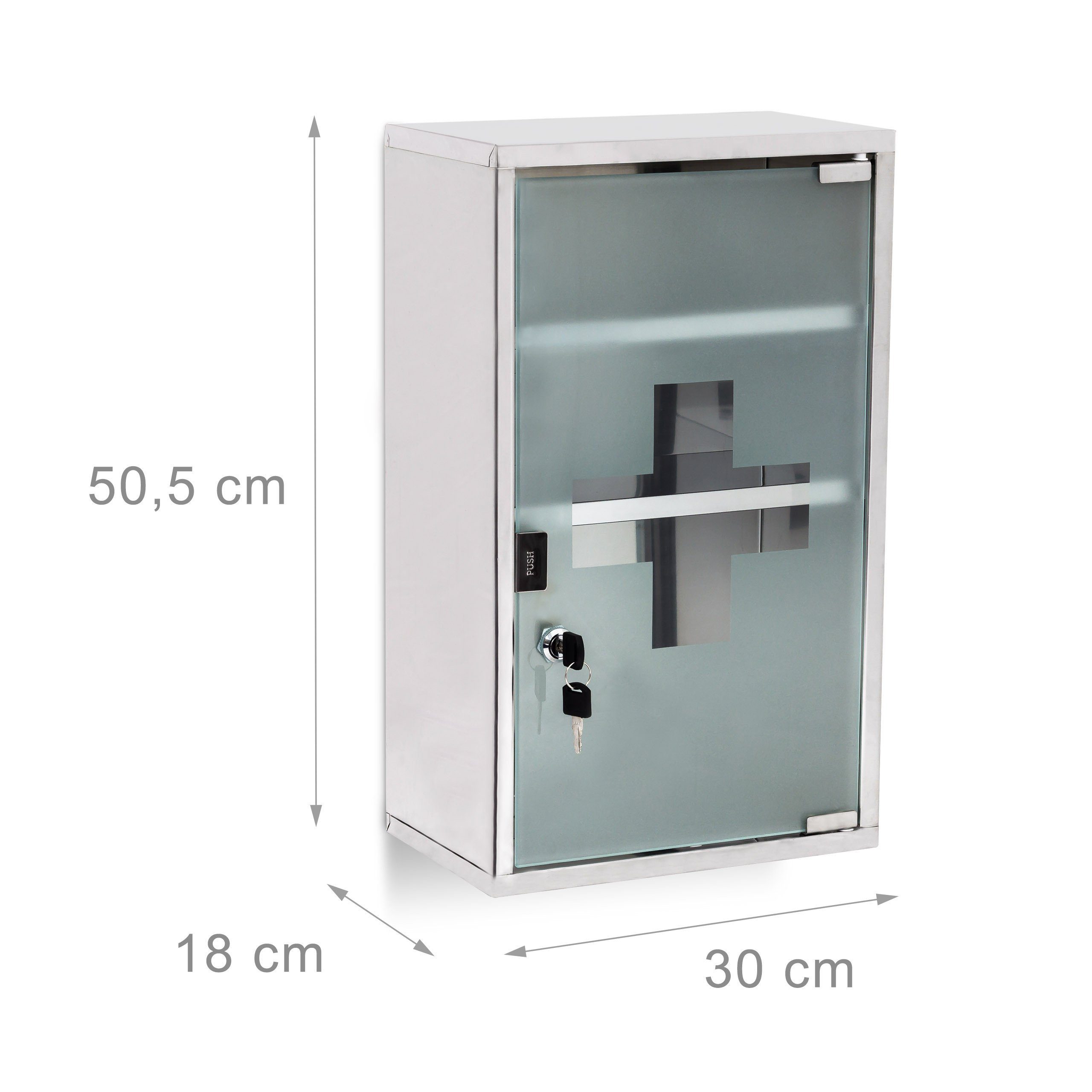 relaxdays Medizinschrank EMERGENCY Edelstahl XL (1-St) – Bild 4 von 5