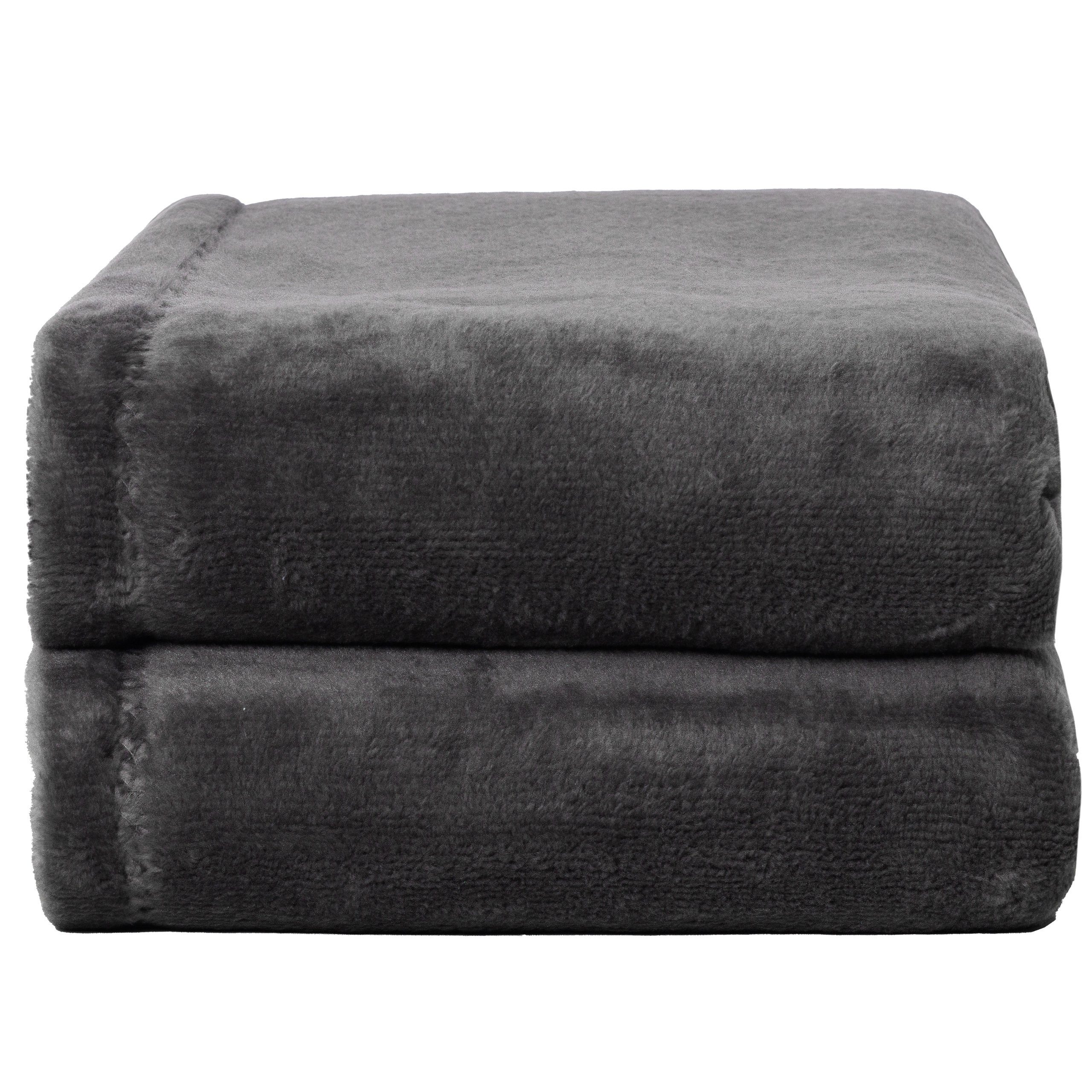 TeppichHome24 Couch für Tagesdecken flauschig in Tagesdecke Sofa weich anthrazit, & Bettdecken