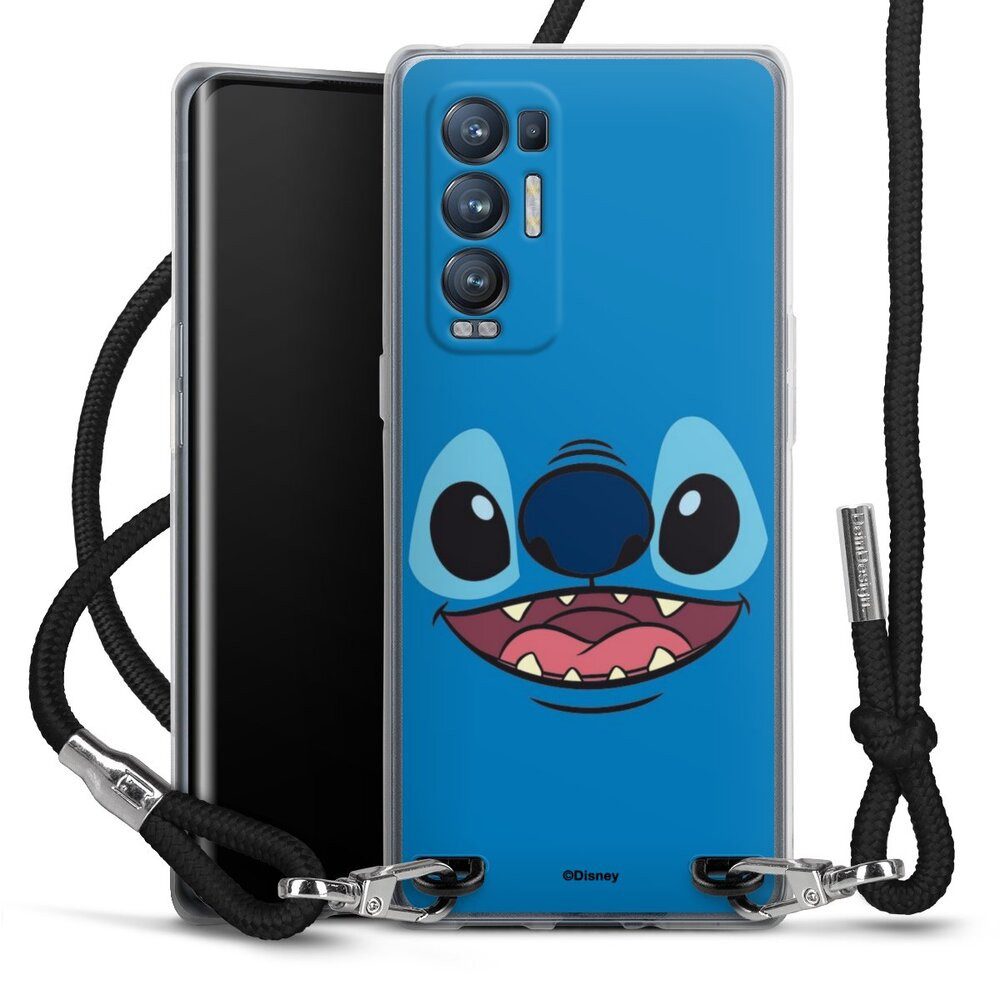 DeinDesign Handyhülle Lilo & Stitch Disney Offizielles Lizenzprodukt Stitch Closeup, Oppo Find X3 Neo Handykette Hülle mit Band Case zum Umhängen