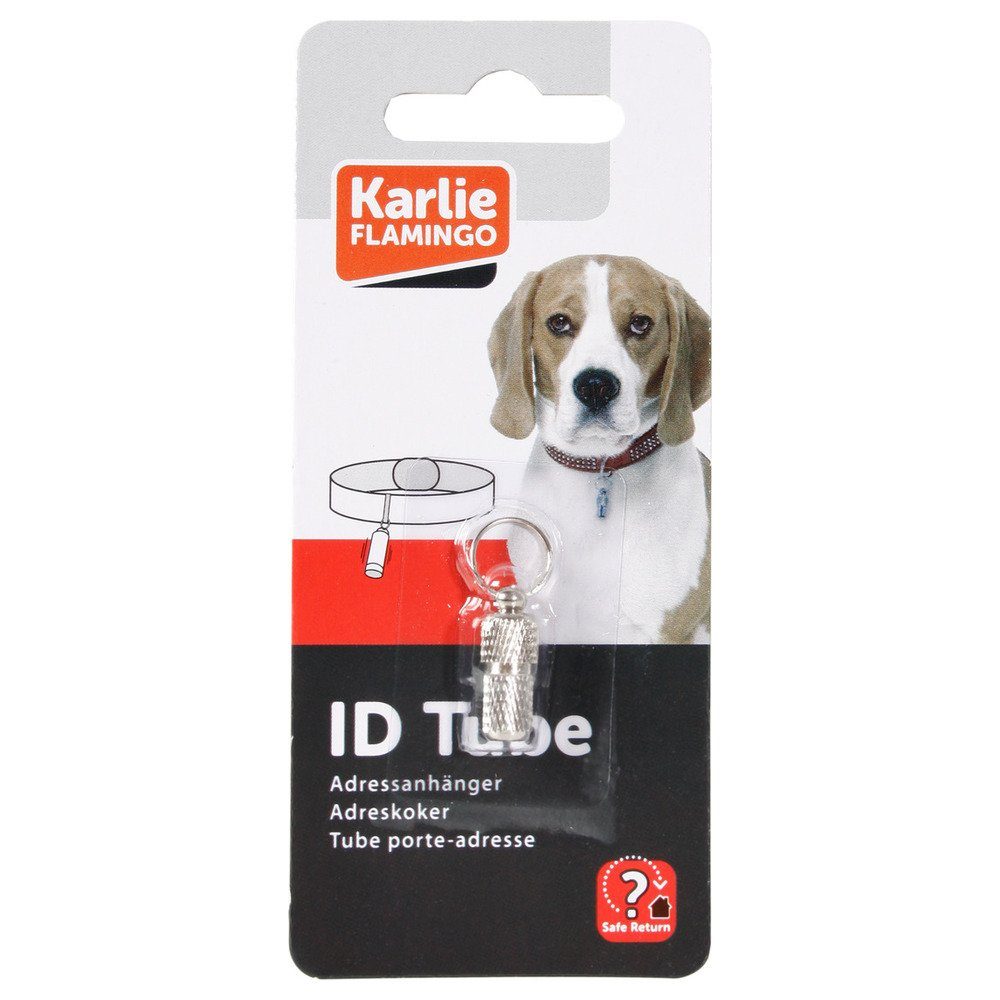Tier-Halsband Adresstube silber für Hunde