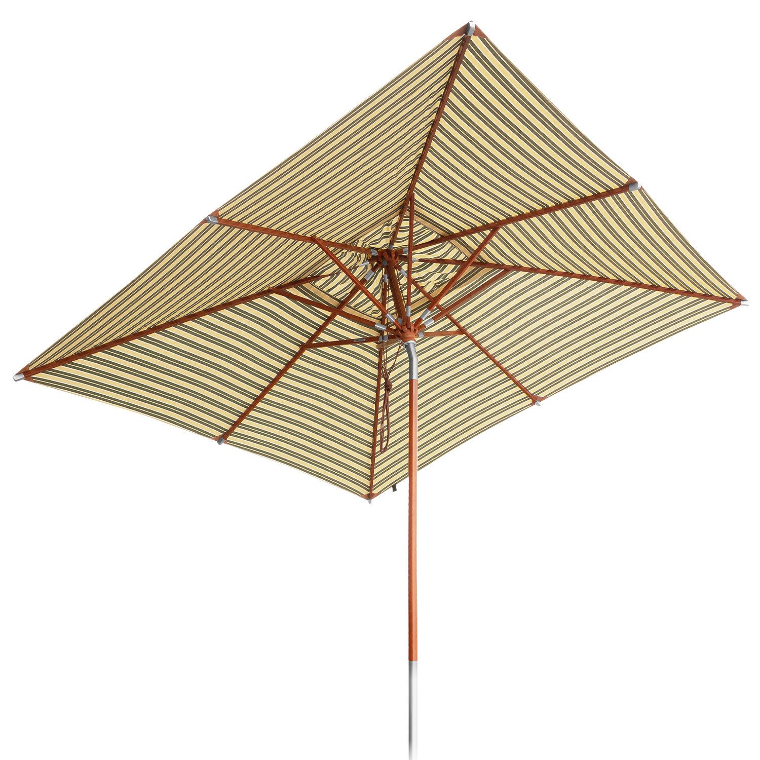 anndora-sonnenschirm Marktschirm eckig Olefin gestreift grün weiß gelb, LxB: 300x300 cm, Seilzugmechanik - witterungsbeständiger Stoff - Winddach