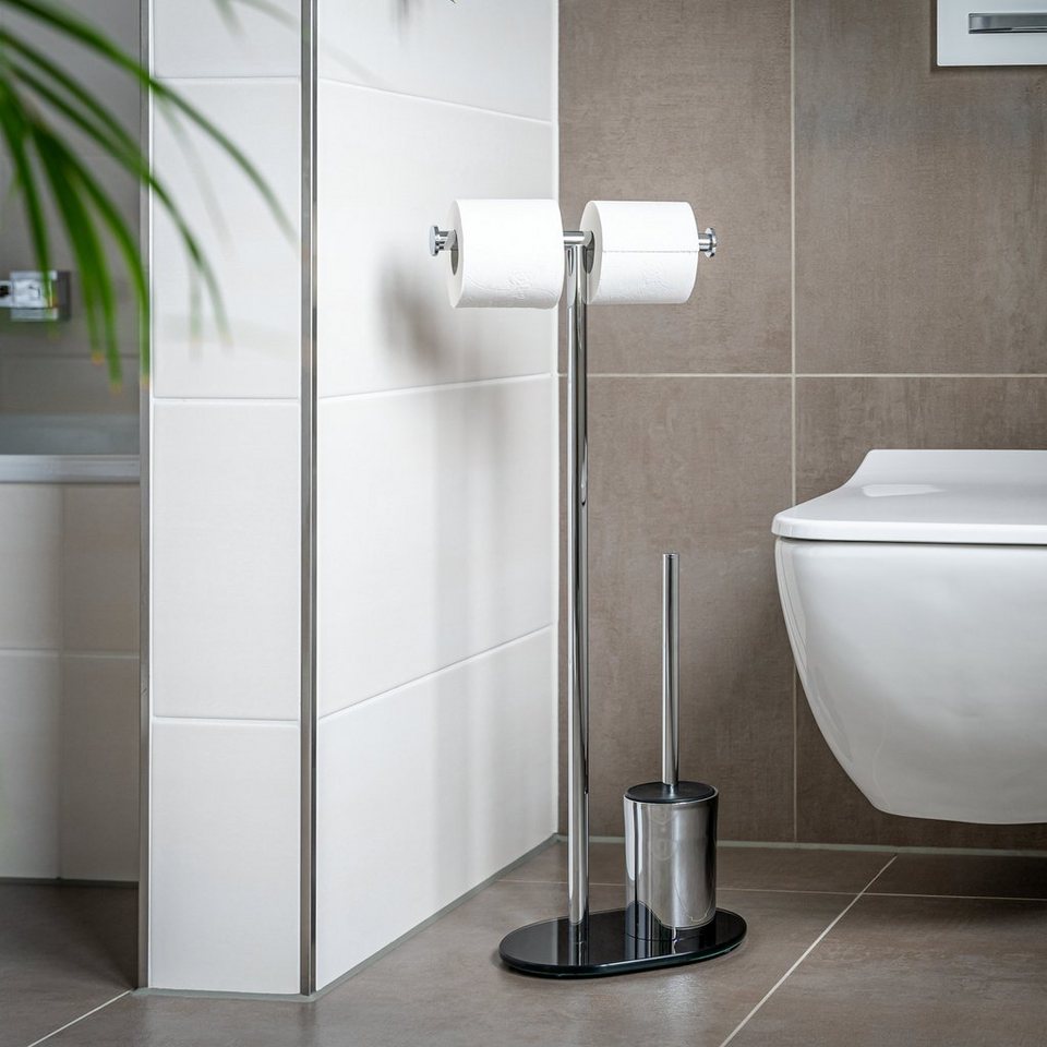 bremermann WC-Garnitur bremermann Stand-WC-Garnitur 3in1, WC-Bürste,  Rollenhalter, mit Glasso, Badezimmer, (Komplett-Set)