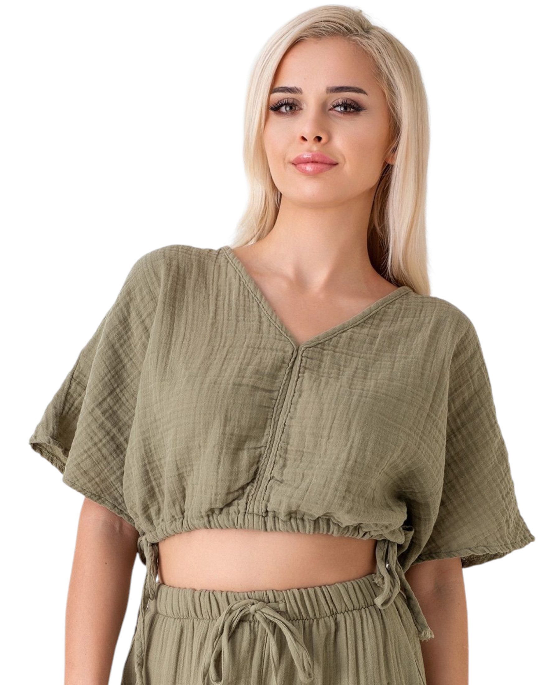 WENOR Crop-Top Musselin Bluse Cropped-Oberteil mit günstig online kaufen