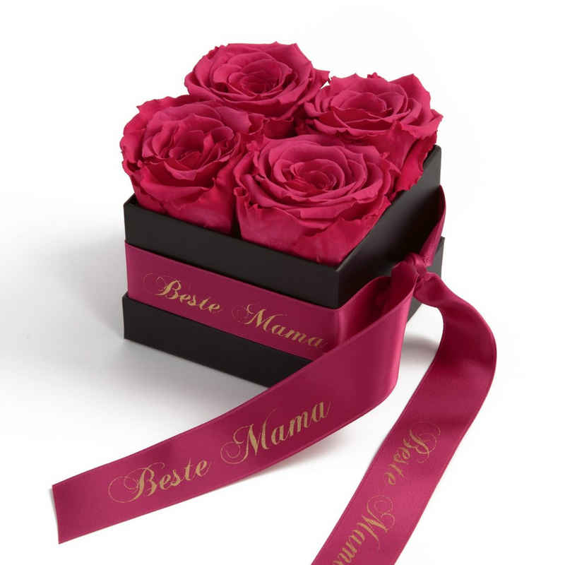 Kunstblume Beste Mama Infinity Rosenbox Rosen mit Duft echte konservierte Blumen Rose, ROSEMARIE SCHULZ Heidelberg, Höhe 8,5 cm, haltbar bis zu 3 Jahre