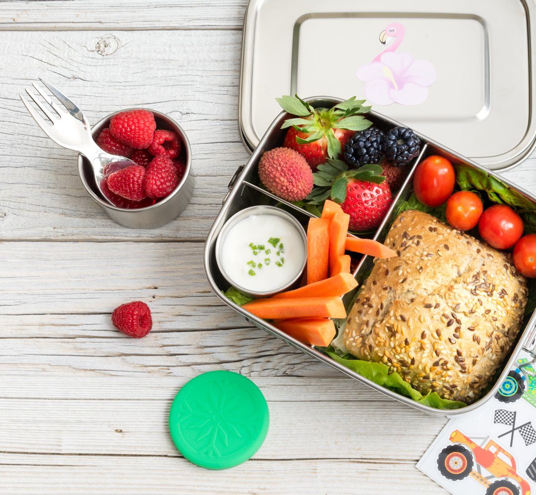 LEKKABOX Campinglöffel Mini Edelstahl Göffel, 10cm - Gabel Löffel Spork klein Kinder Brotdose, Extra klein, nur 10 cm lang – passt in jede Brotdose