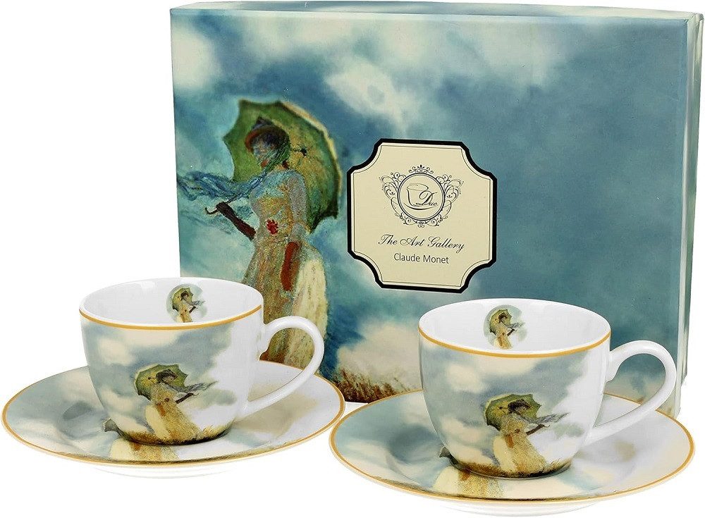 Tasse Set mit Untertassen, Tieren / Vogel / Blumen - Planzen Kollektion