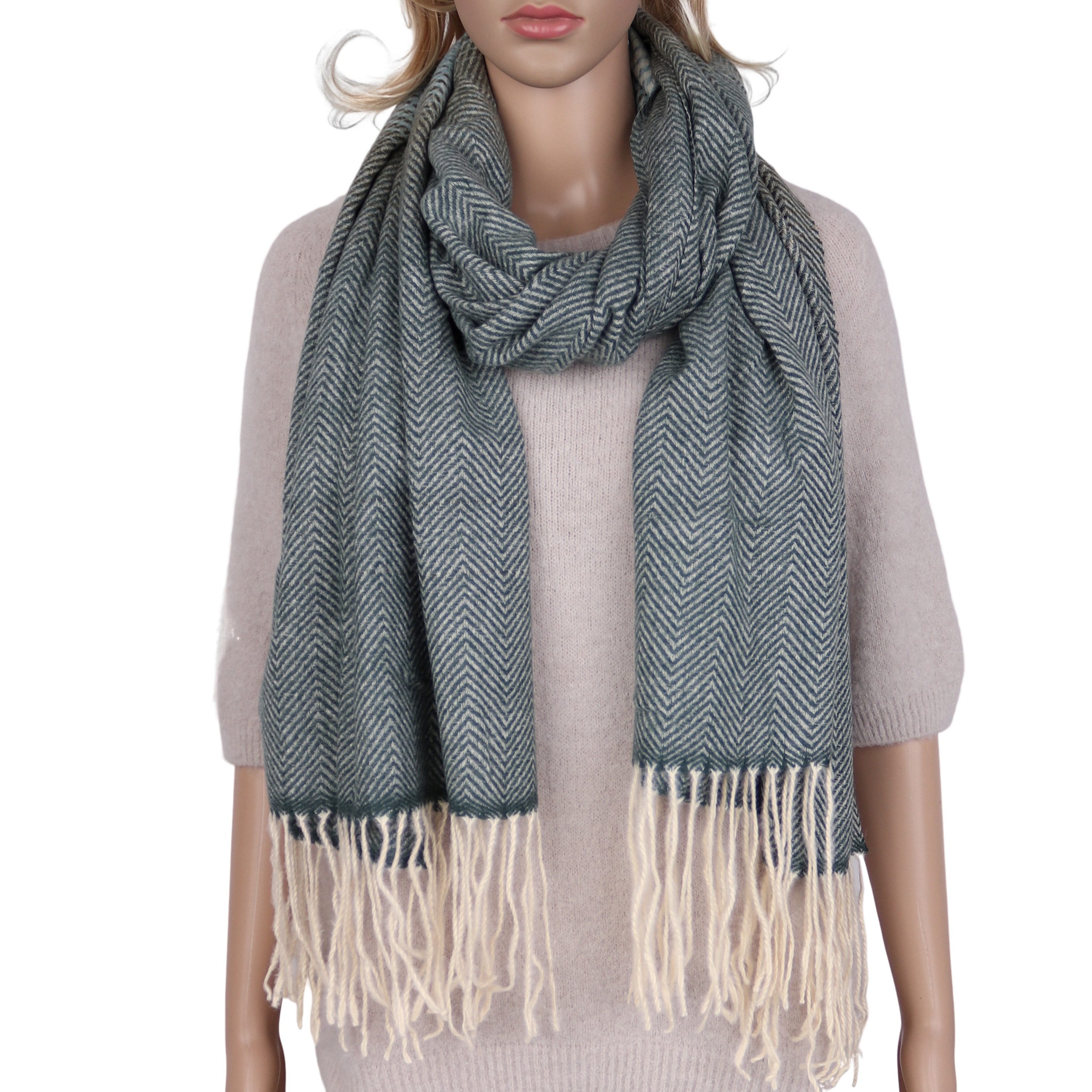 MIRROSI Modeschal weicher und warmer Schal Zickzack mit Fransen, 70x200cm, (Neue Kollektion Herbst/Winter 2025), Damen Halstuch ideal für Herbst und Winter. Reduzierter Preis € 24,95. Unverbindliche Preisempfehlung € 39,95, (€ 24,95 pro 1 Stk)
