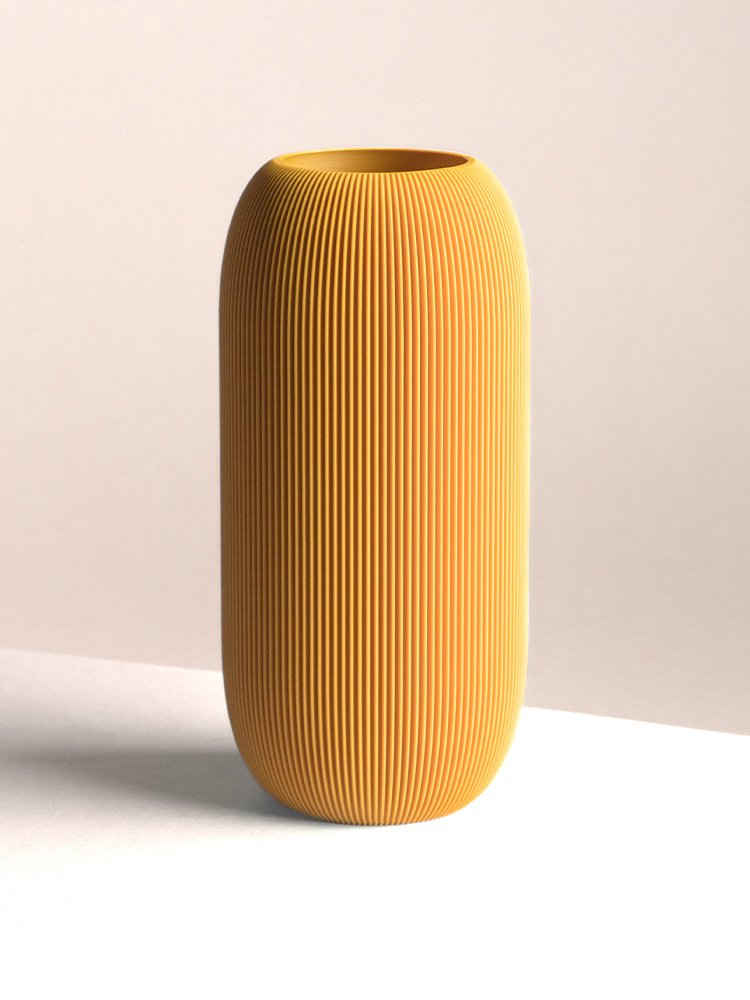 Dennismaass. Dekovase PILLE, Vase, H 20cm, 3D-Druck, wundervolle Rillen-Optik, Kunststoff 3D-Druck