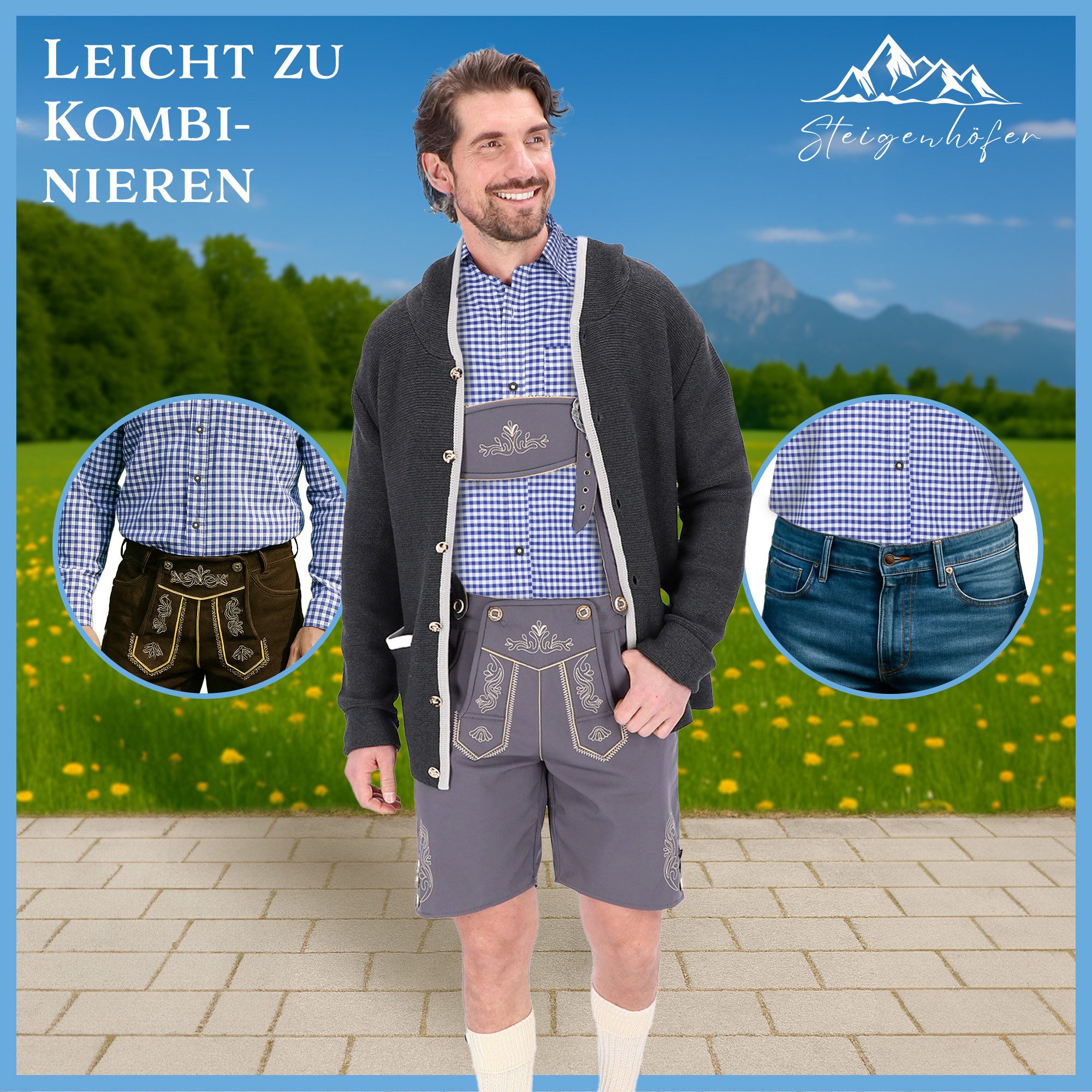 Steigenhöfer Manufaktur Trachtenhemd Trachtenhemd Herren Langarm - Heinz - zum Oktoberfest - Blau - XL – Bild 5 von 5