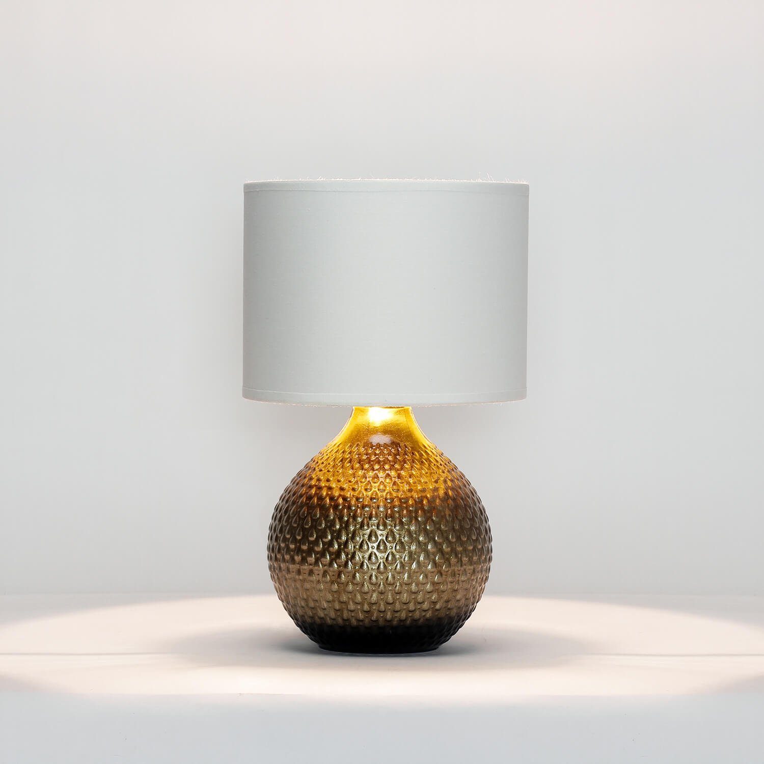 Tischlampe Keramik Nachttischlampe ohne ROZIN, blendarm Licht-Erlebnisse Stoffschirm E14 Leuchtmittel, kunstvoll