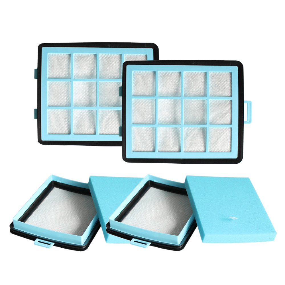 Trade-Shop HEPA-Filter mit Schwamm 2x passend für Philips PowerPro FC8767/02 FC8768/01 FC8769, Zubehör für Philips 432200533151, CRP745/01, Luftfilter / Pollenfilter / Hygiene-Fein-Filter / Filter