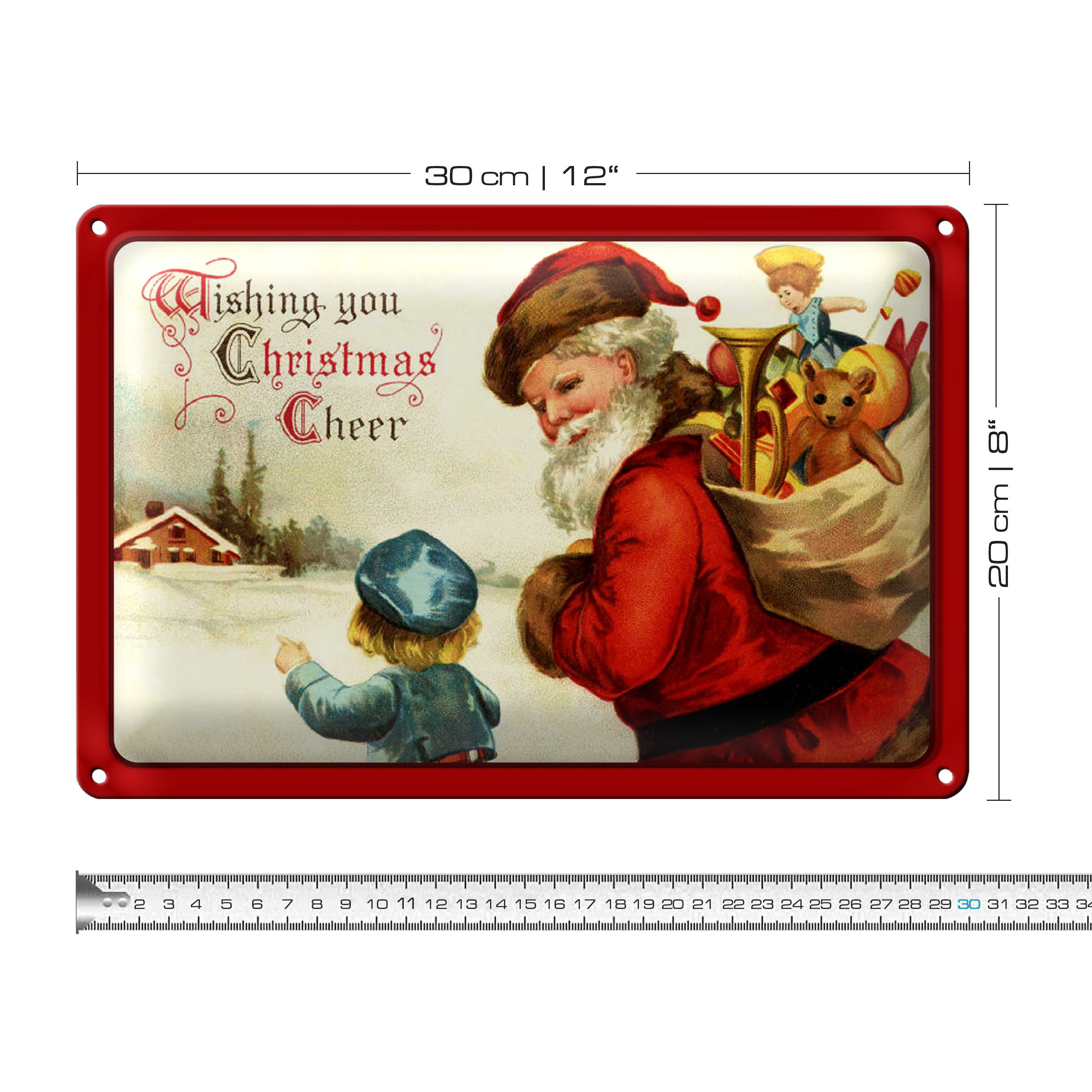 Roomando Metallschild Blechschild Weihnachtsmann Santa Claus Christmas 30x20cm