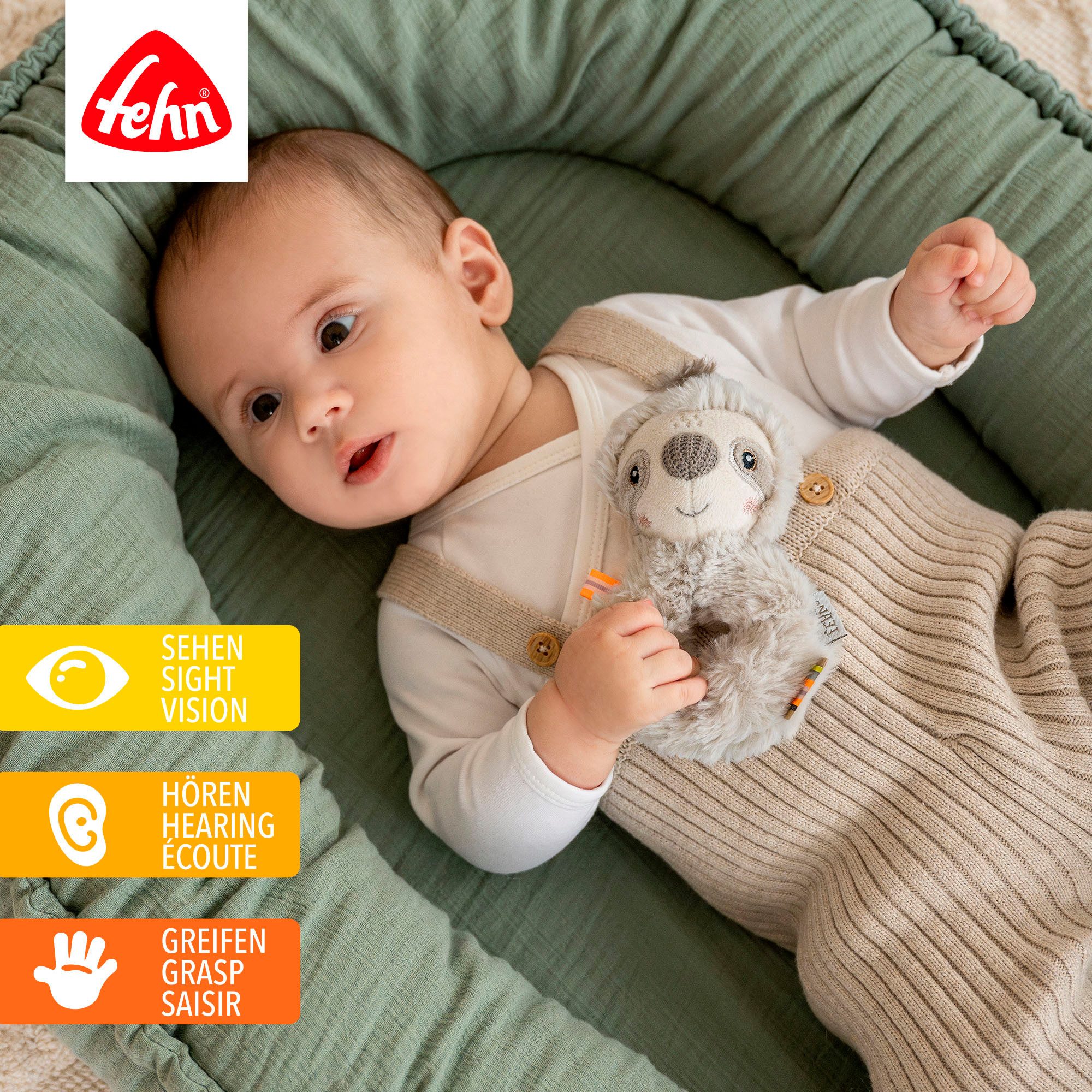 Fehn Greifspielzeug Lazy, Crazy & Pink, Ring-Greifling Faultier günstig online kaufen