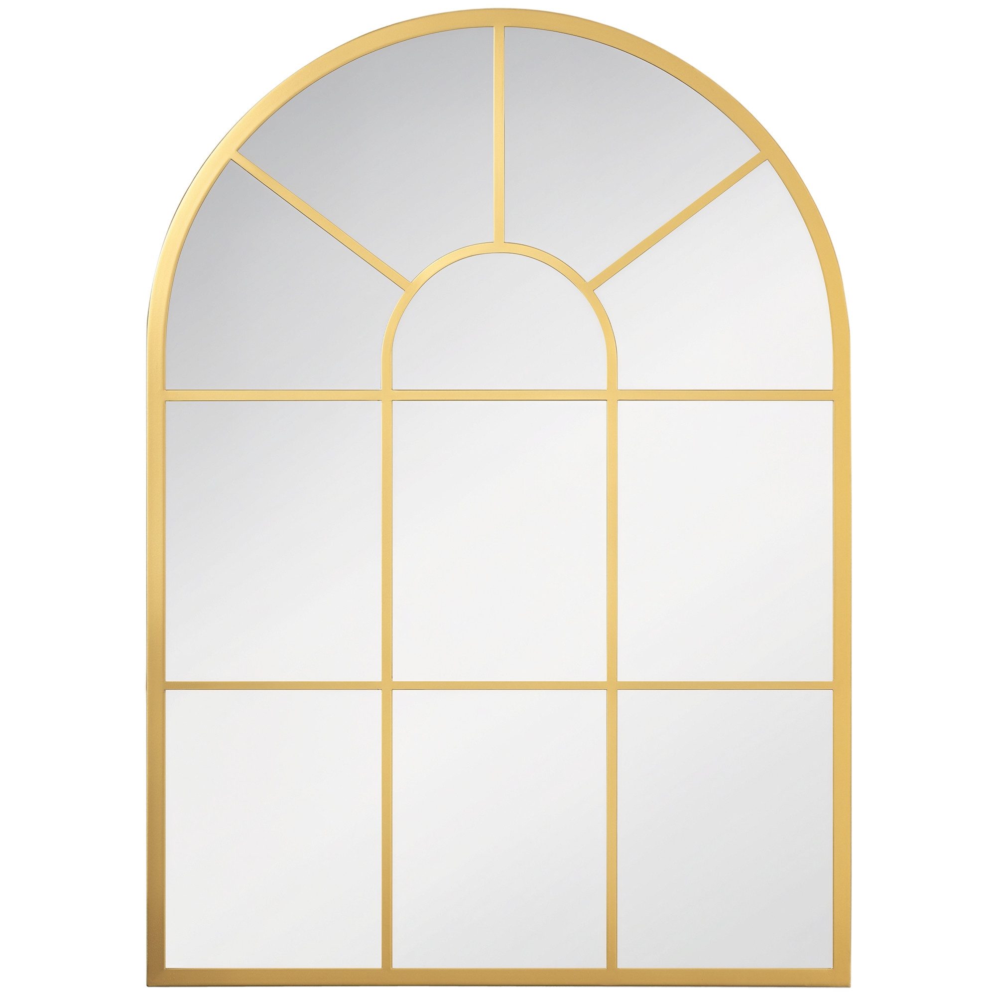 HOMCOM Wandspiegel Hängespiegel Flurspiegel mit Metallrahmen für Schlafzimmer (Flurspiegel, 1-St., Fensterspiegel), für Wohnzimmer, Esszimmer, Schlafzimmer, Gold