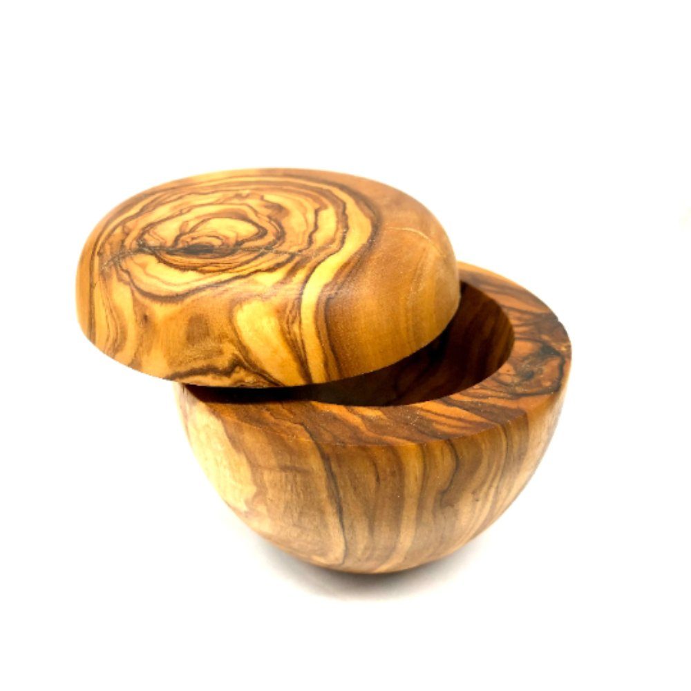 Olivenholz-erleben Rasierschale Rasierdose mit Deckel aus Olivenholz, 2-tlg., resistent gegenüber Feuchtigkeit