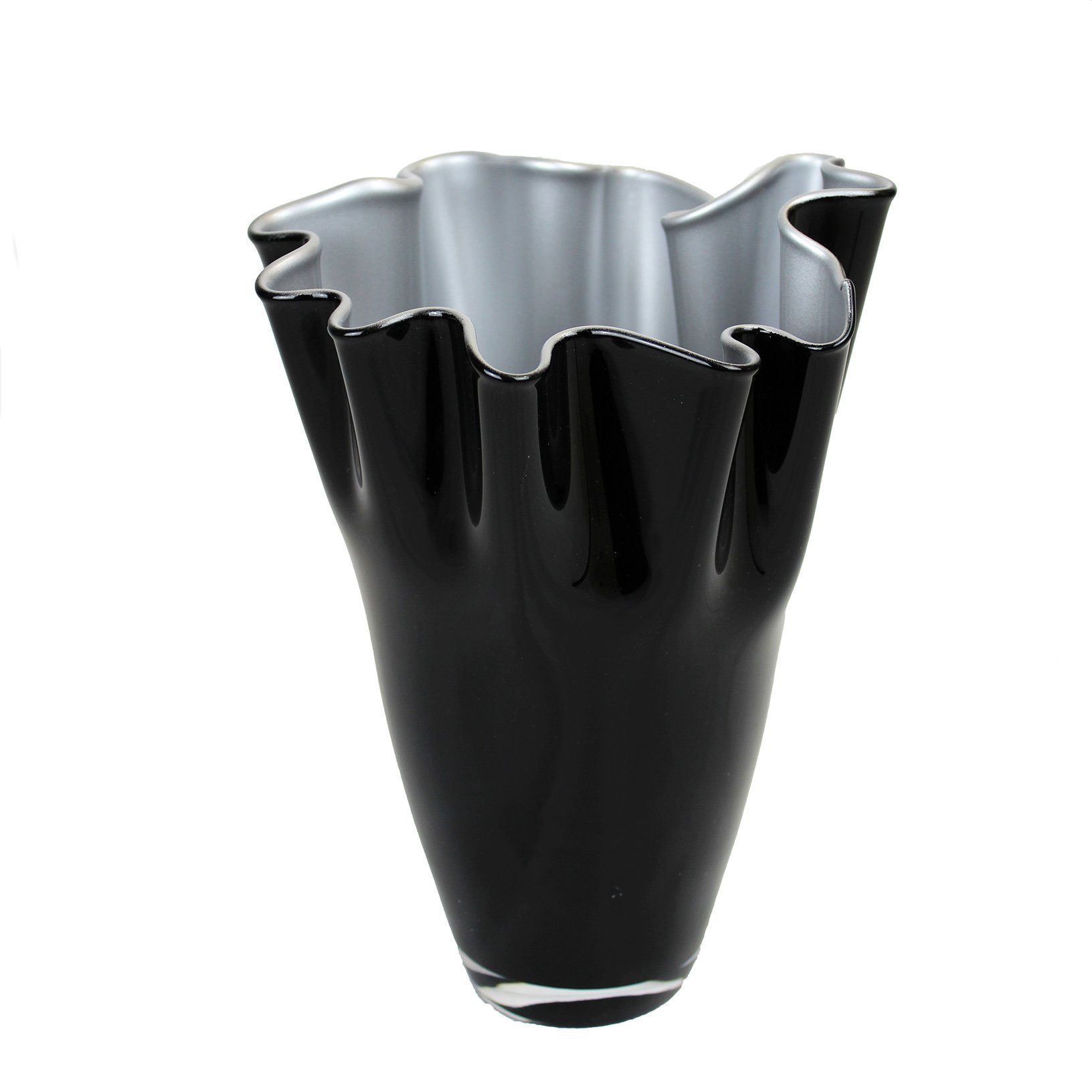 Tischvase Glasvase gewellt 21 x 21 x 30 cm zweifarbig Tischvase