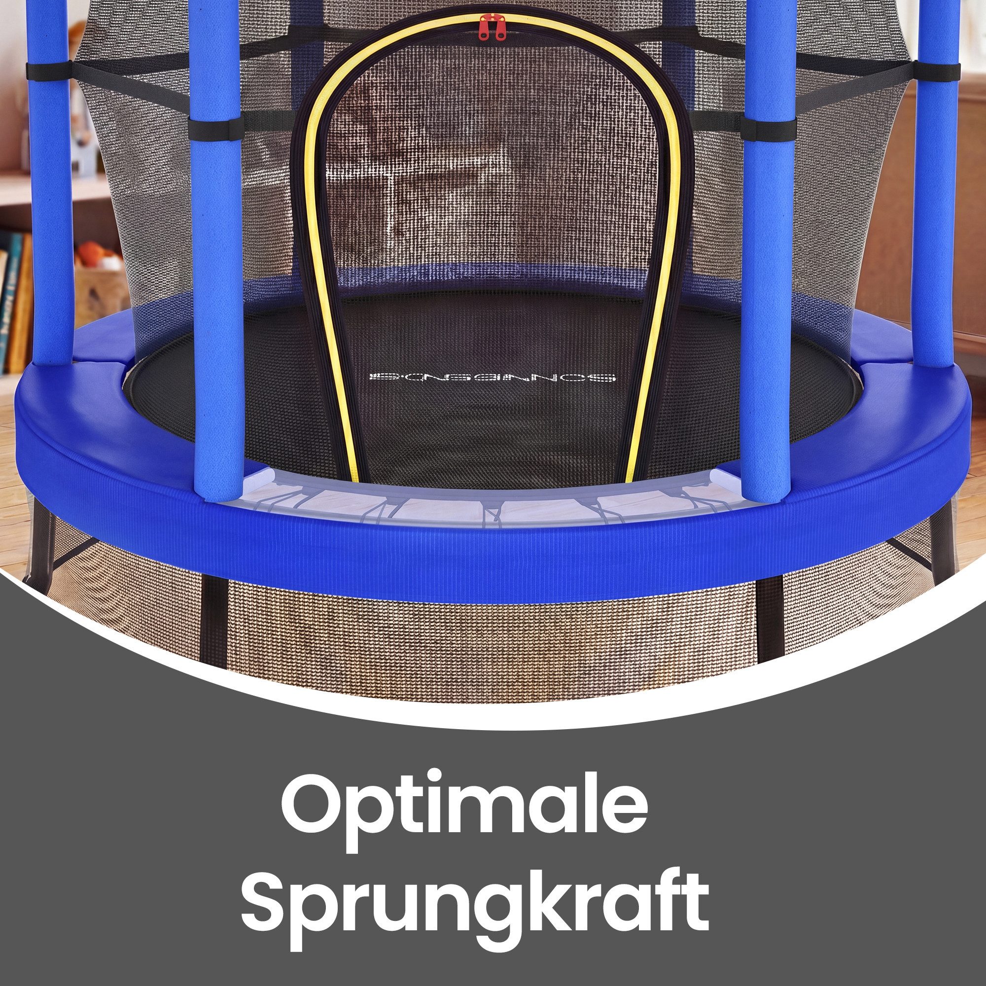 SONGMICS Kindertrampolin 174 cm Kindertrampolin mit Sicherheitsnetz, Randabdeckung, Stahlrahmen, Mini-Trampolin Fitness, Gartentrampolin, für indoor und outdoor – Bild 4 von 5