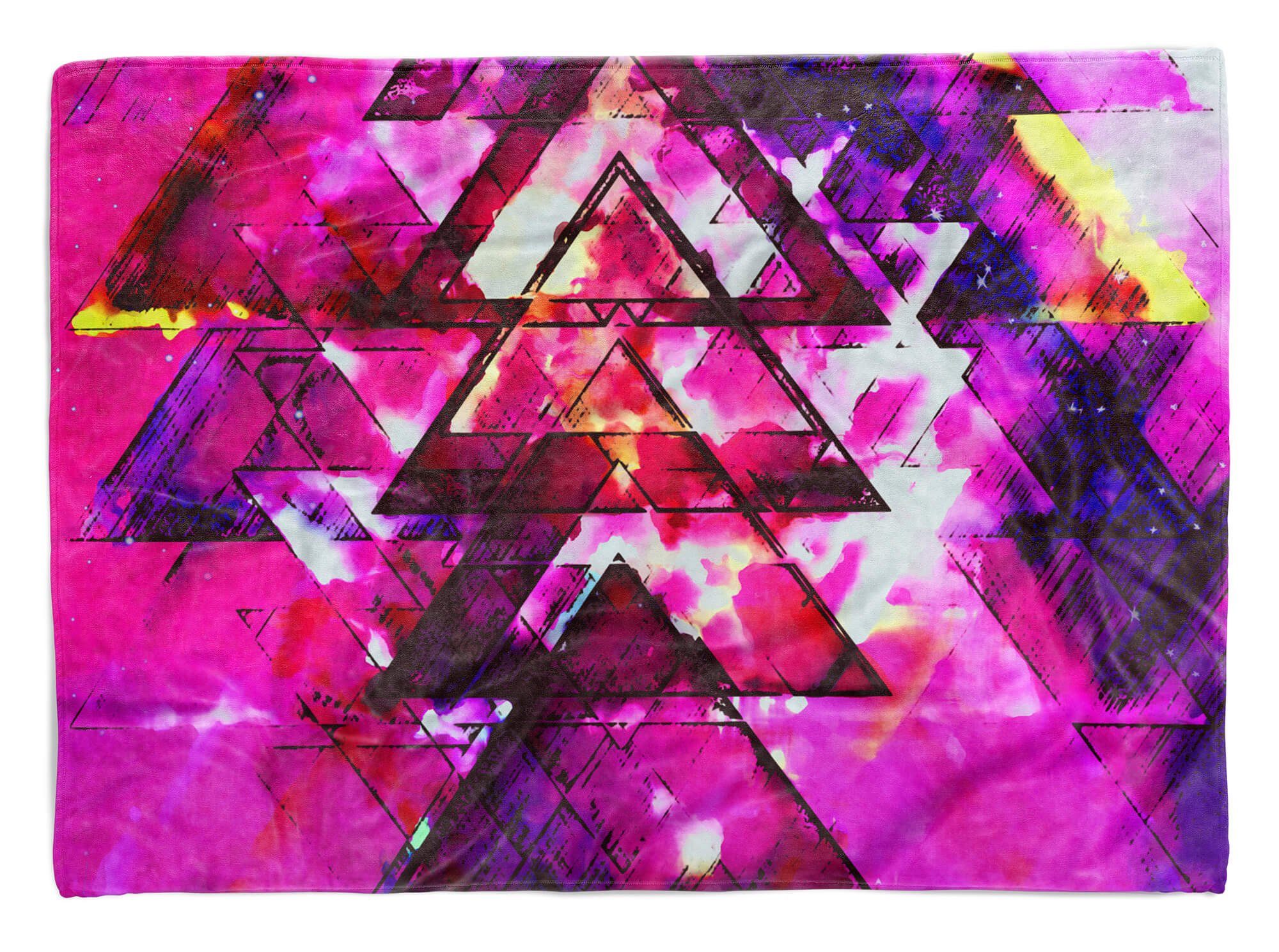 Sinus Art Handtücher Handtuch Strandhandtuch Saunatuch Kuscheldecke mit Fotomotiv Abstrakte Dreiecke Bunt Farb, Baumwolle-Polyester-Mix (1-St), Handtuch
