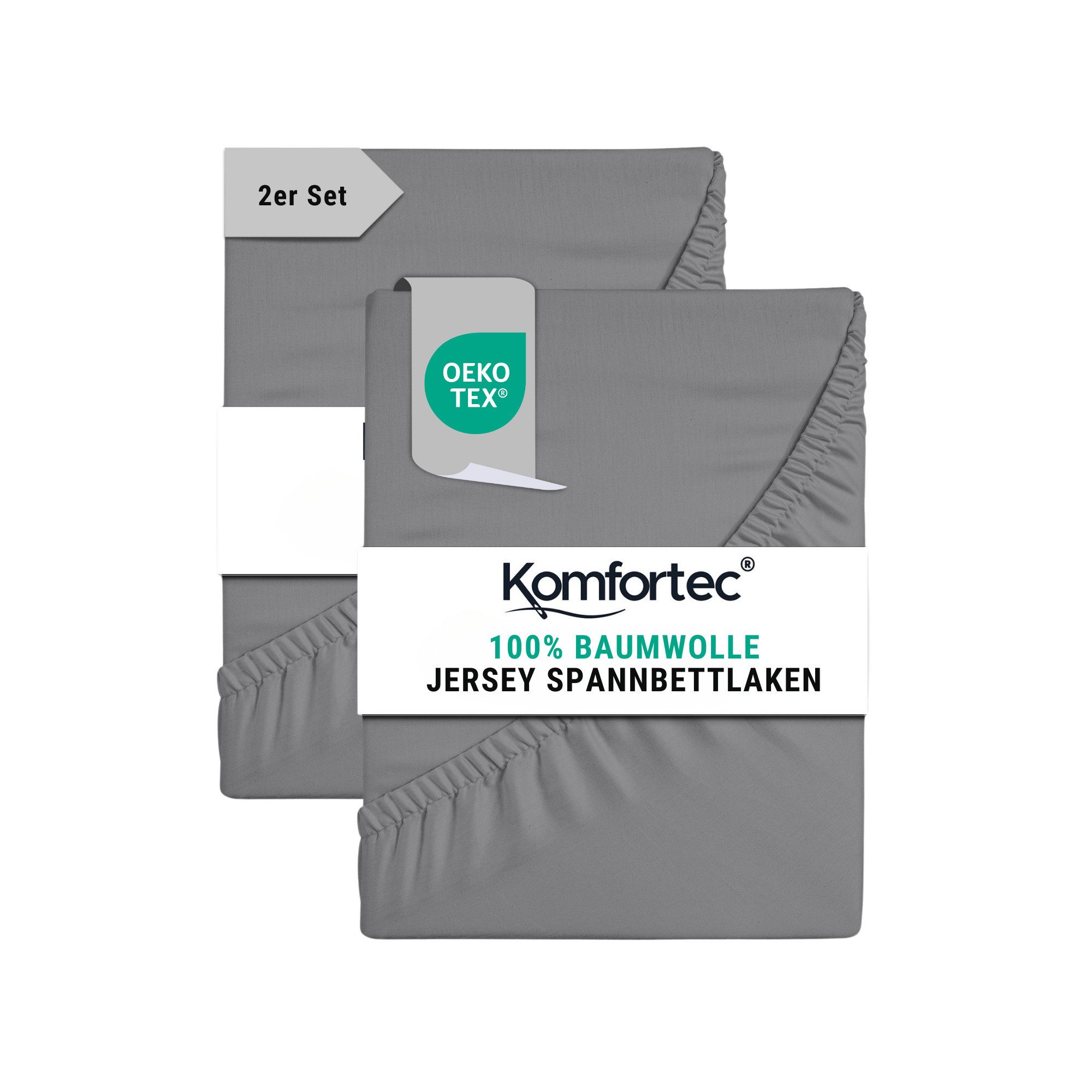 Komfortec Spannbettlaken Jersey Spannbettuch, 90x200, 140x200, 160x200, 180 günstig online kaufen