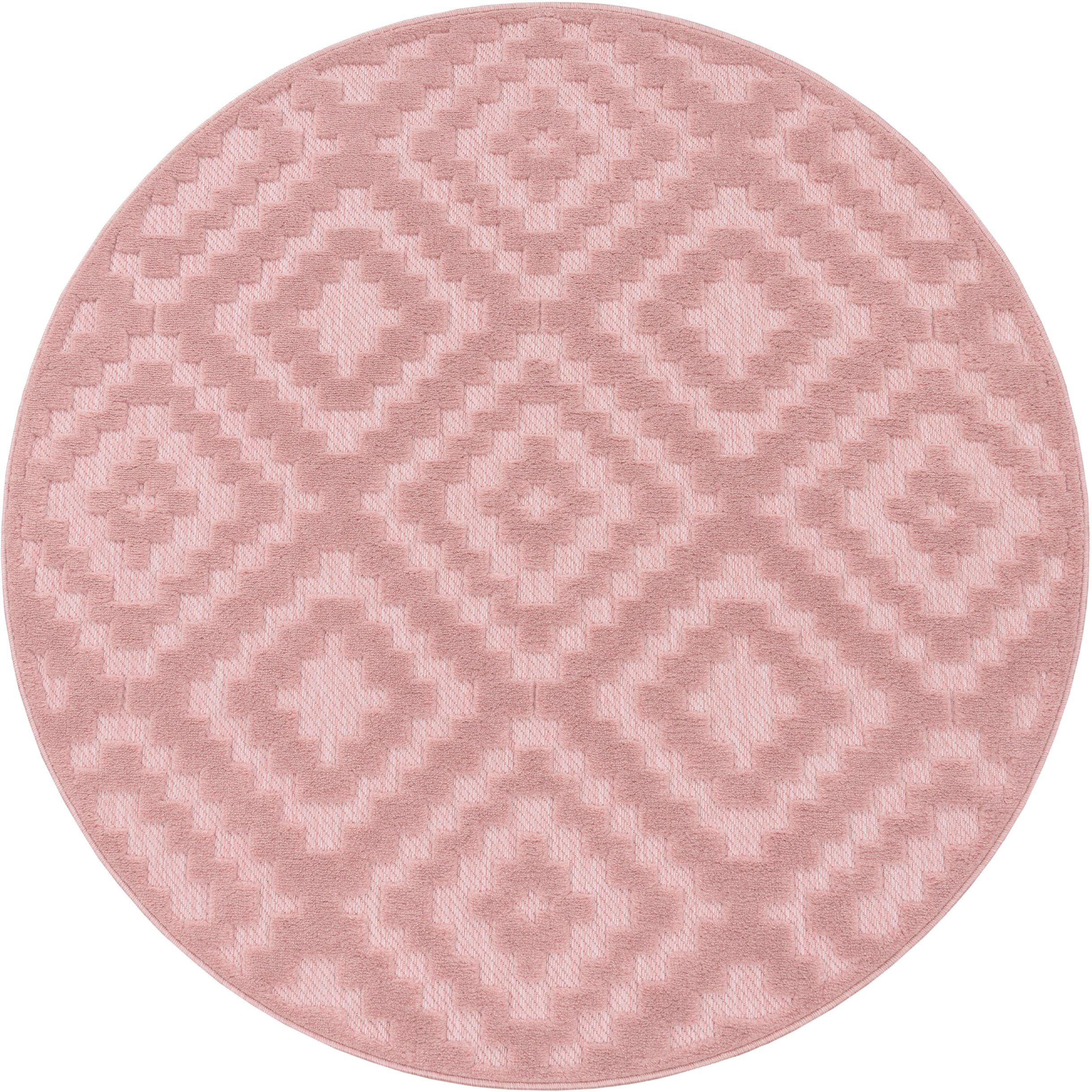 Scandi, pink Livorno Outdoor 14 Effekt, Teppich Hoch-Tief Uni-Farben, geeignet Paco Muster, Home, 672, Rauten Höhe: rund, mm,