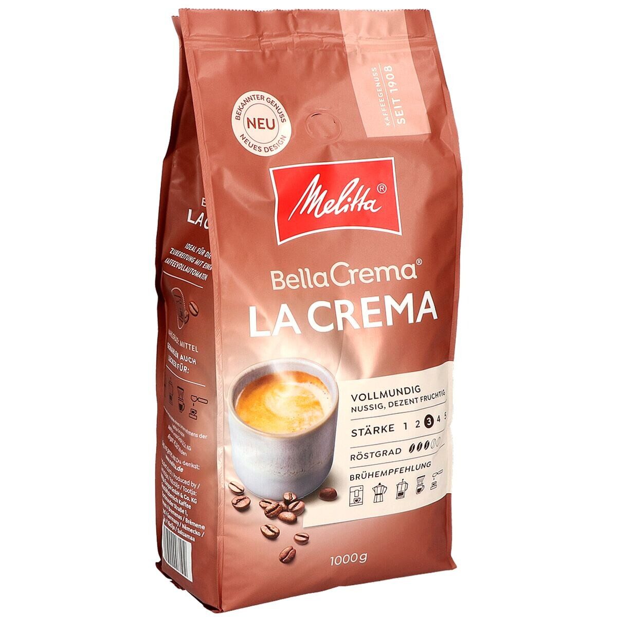 Melitta Kaffee BellaCrema® La Crema, 1000 g, 100% Arabica-Hochland-Kaffeebohnen