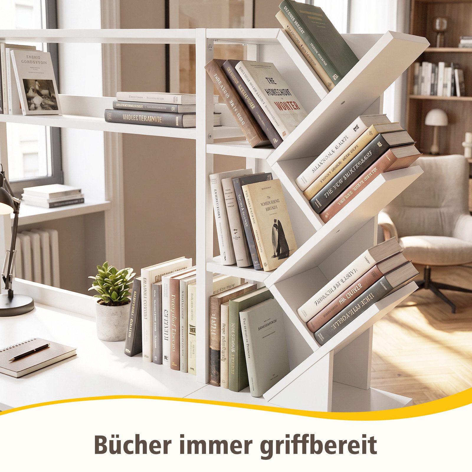 Patbrela Eckschreibtisch L-form mit Bücherregal 130 cm Computertisch, viel Stauraum, für Homeoffice und Arbeitszimmer – Bild 3 von 5