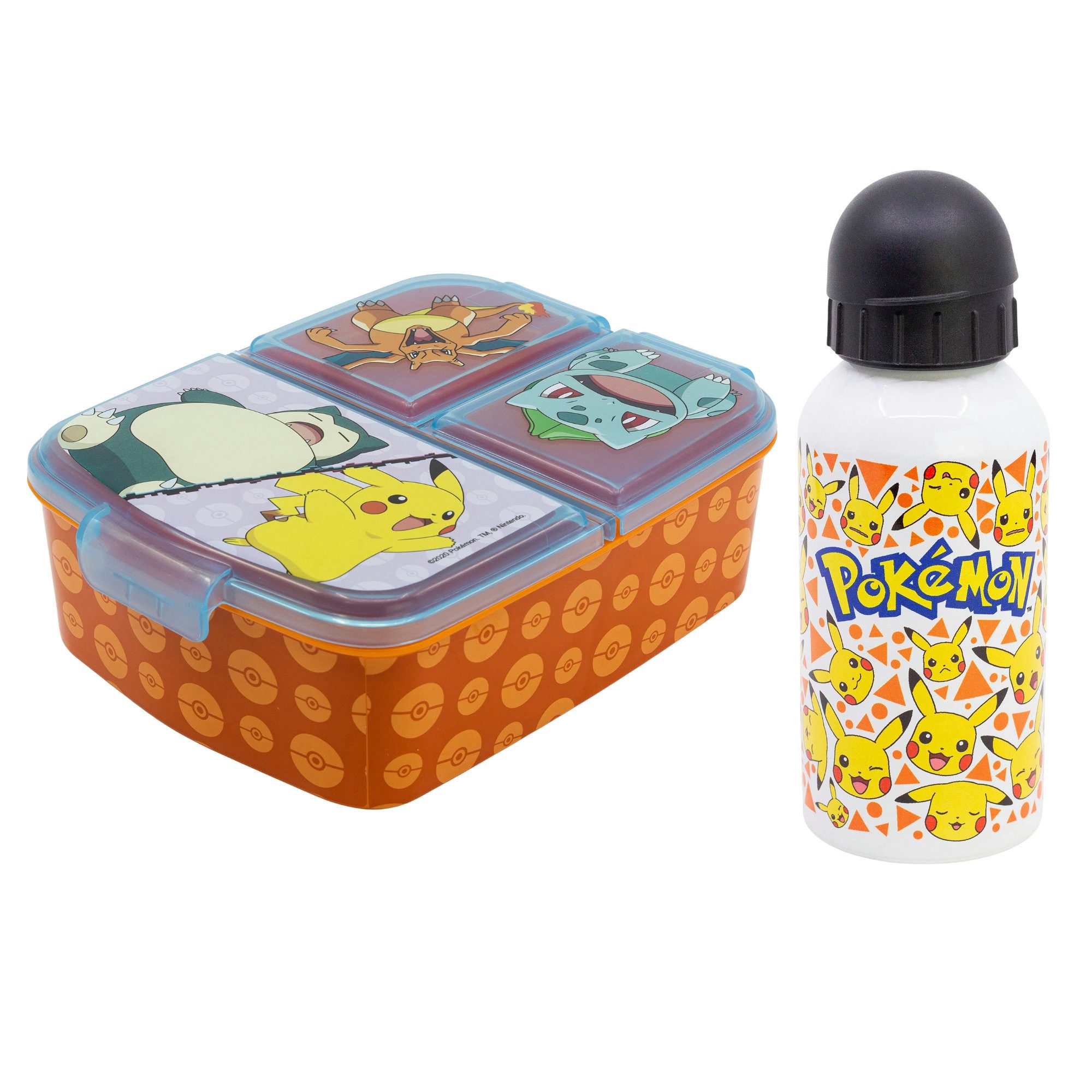 POKÉMON Lunchbox Pokemon Pikachu Kinder 2 tlg. Set Brotdose ALU Trinkflasche, (2-tlg., Spar-Set), 400 ml